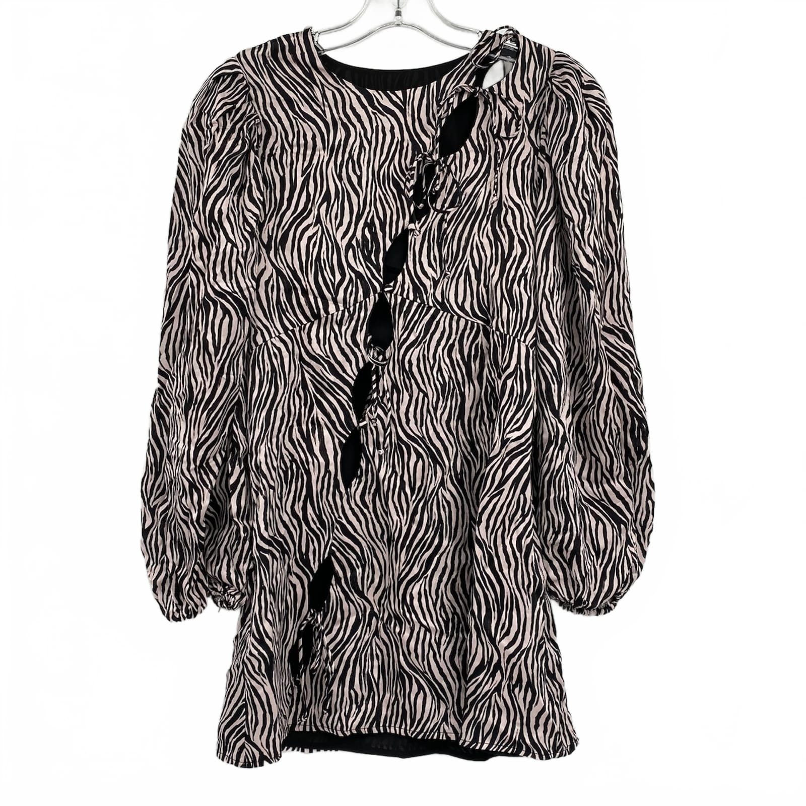 For Love And Lemons Blush and Black Zebra Print Cut-Out Mini Dress