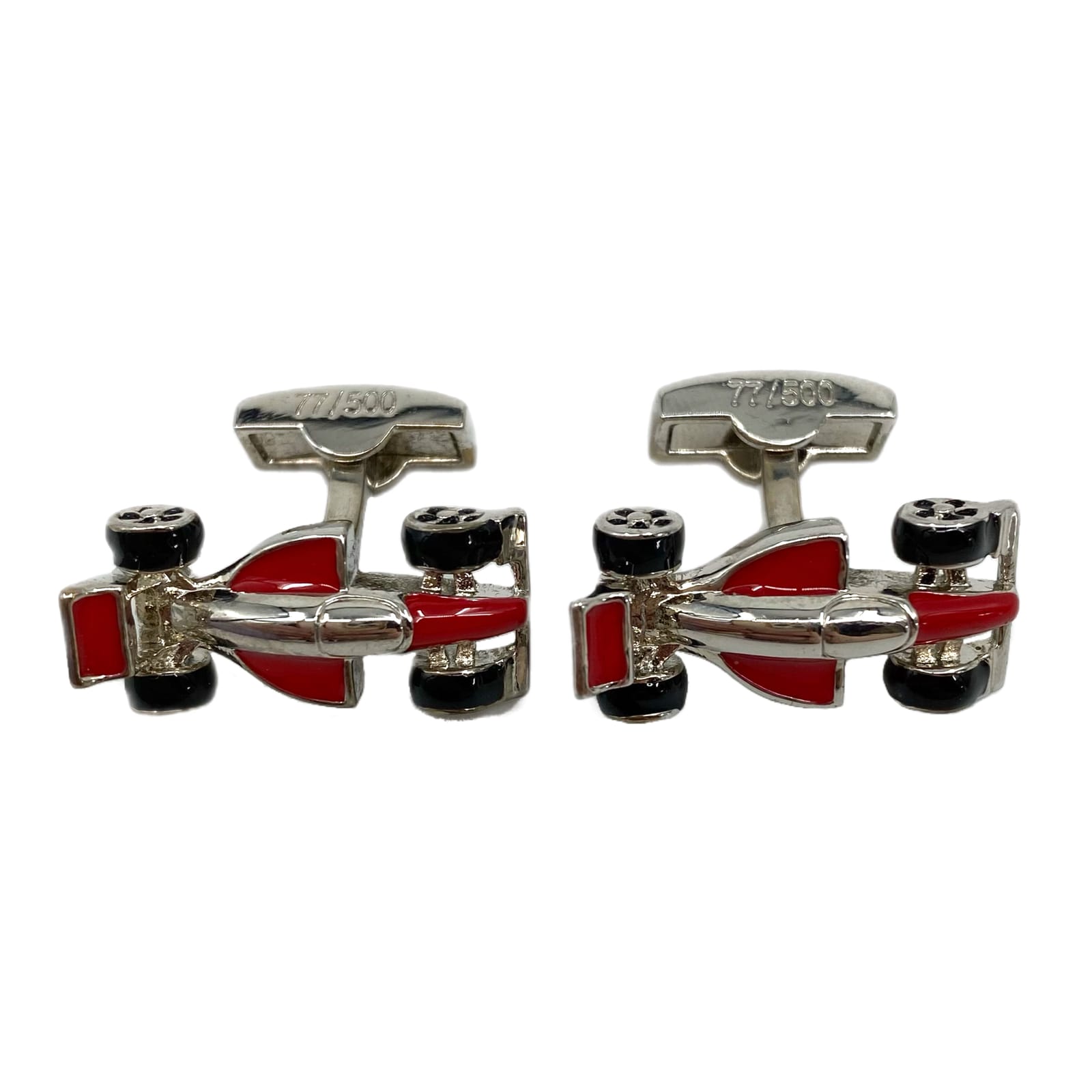 Bugatchi Silver Red Race Car Cuff Links