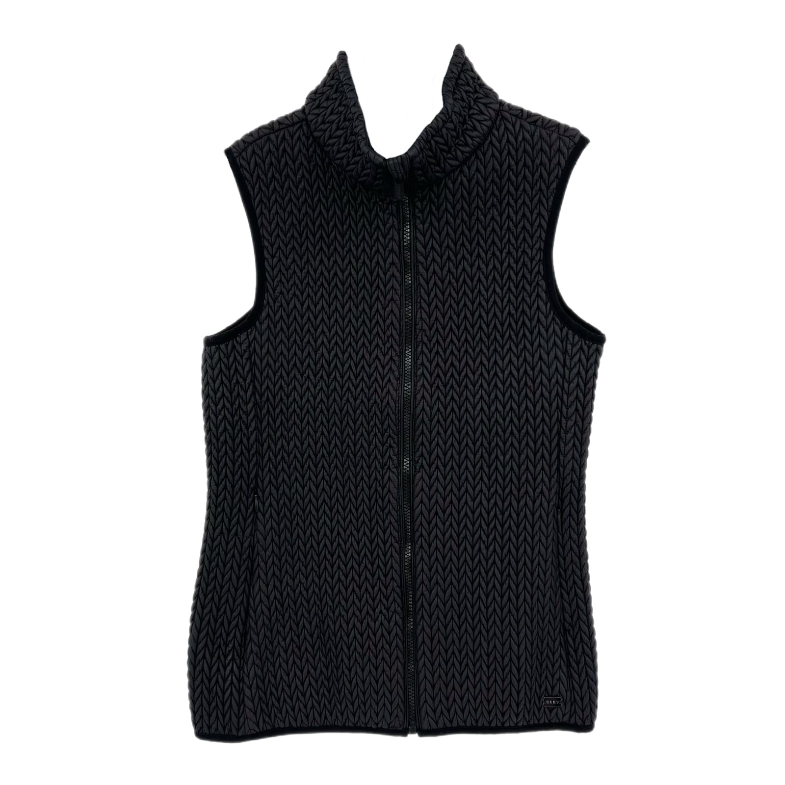 Dkny Black Braided Puffer Vest