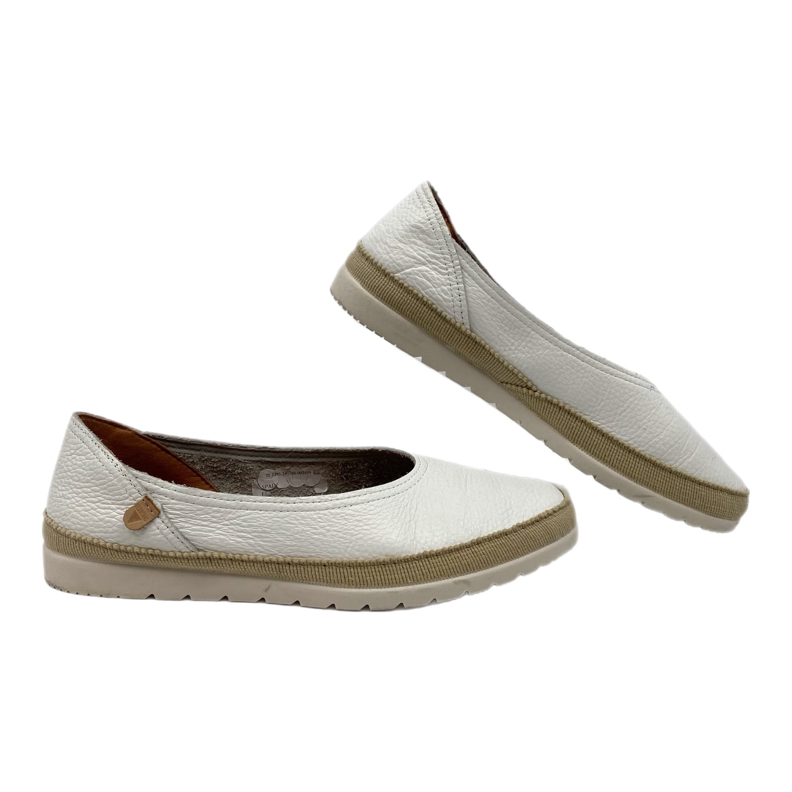 Verbenas White Classic Leather Flats