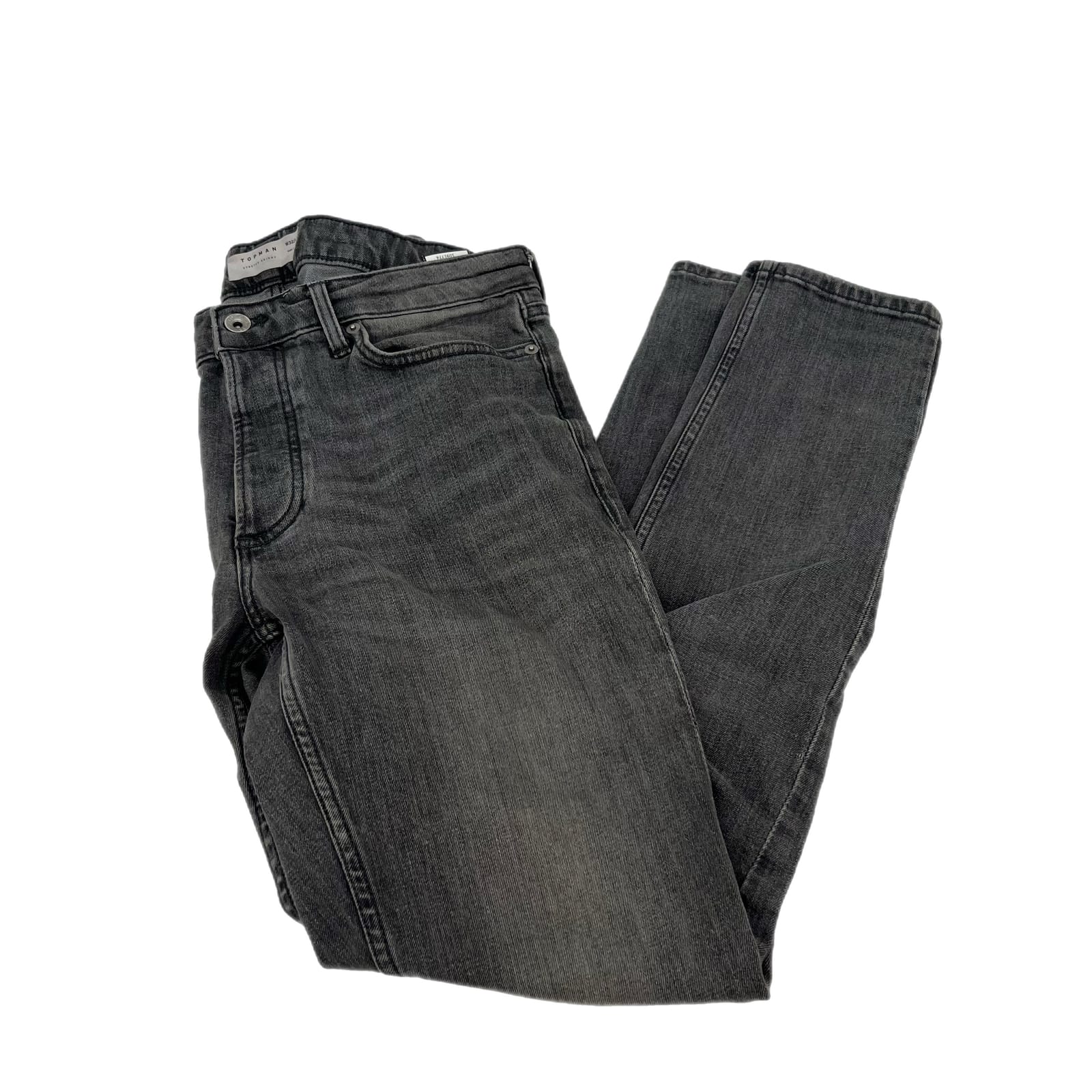 Topman Gray Cotton Straight Leg Jeans