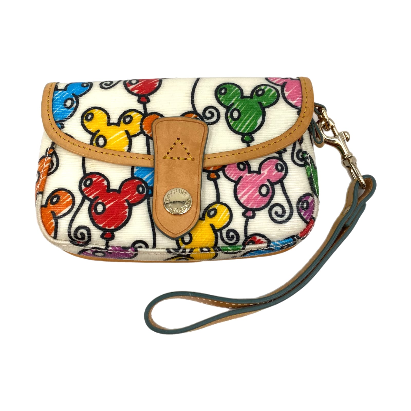 Dooney & Bourke White Multicolor Disney Mickey Balloons Wristlet