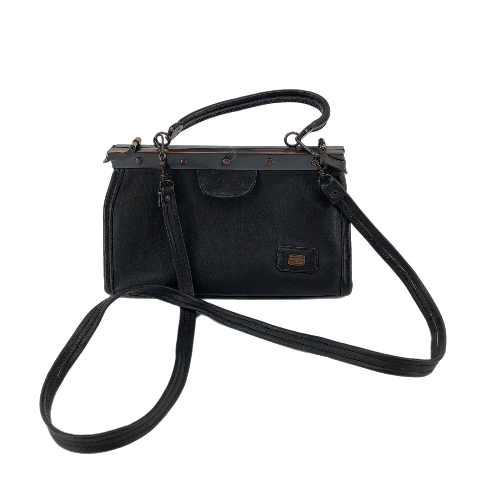 Classic Black Leather Shoulder Bag