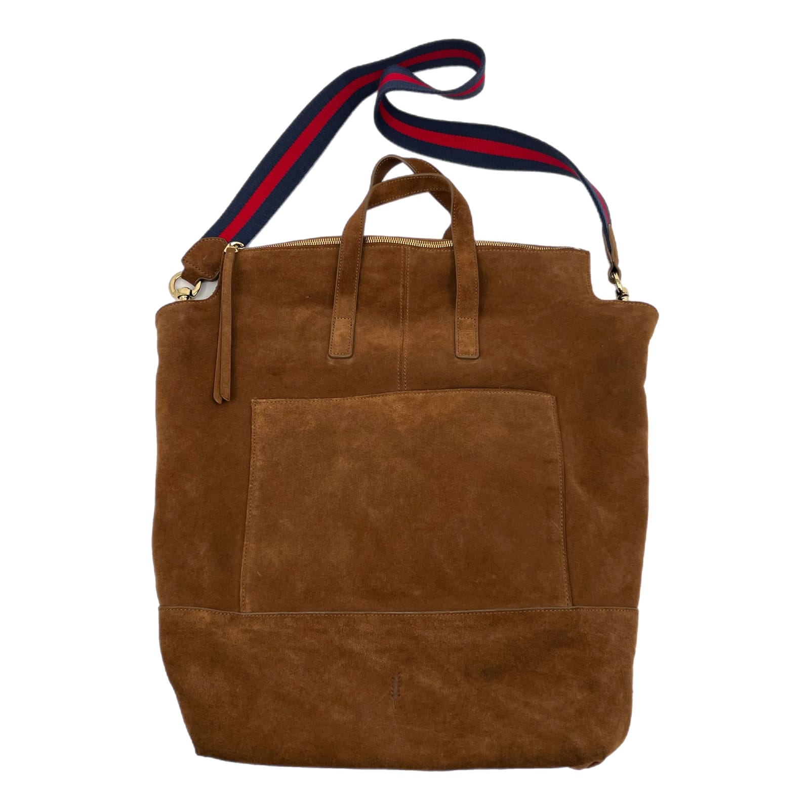 Thacker Brown Zip Top Suede Tote Bag