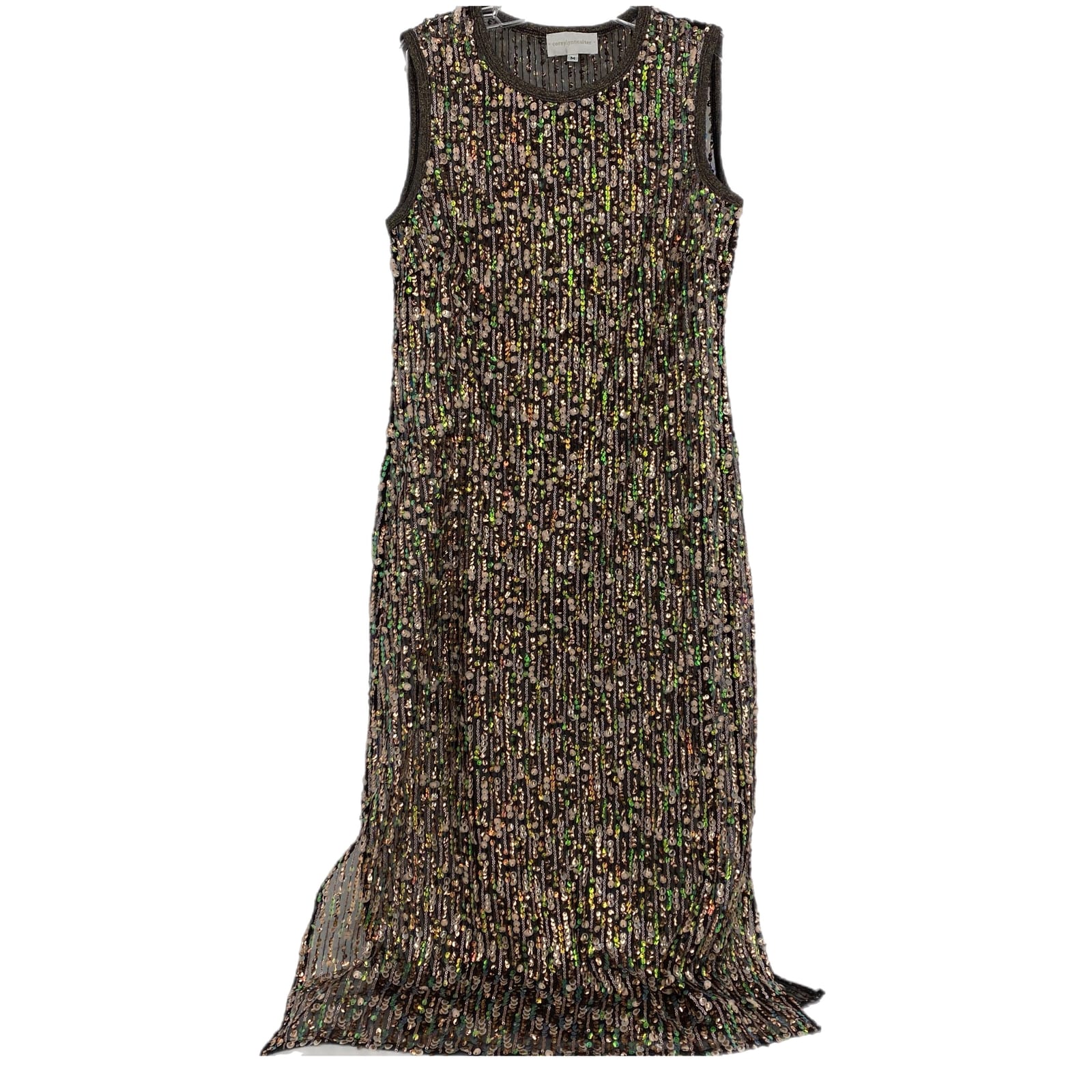 Corey Lynn Calter Black Pink Glittered Sleeveless Maxi Dress