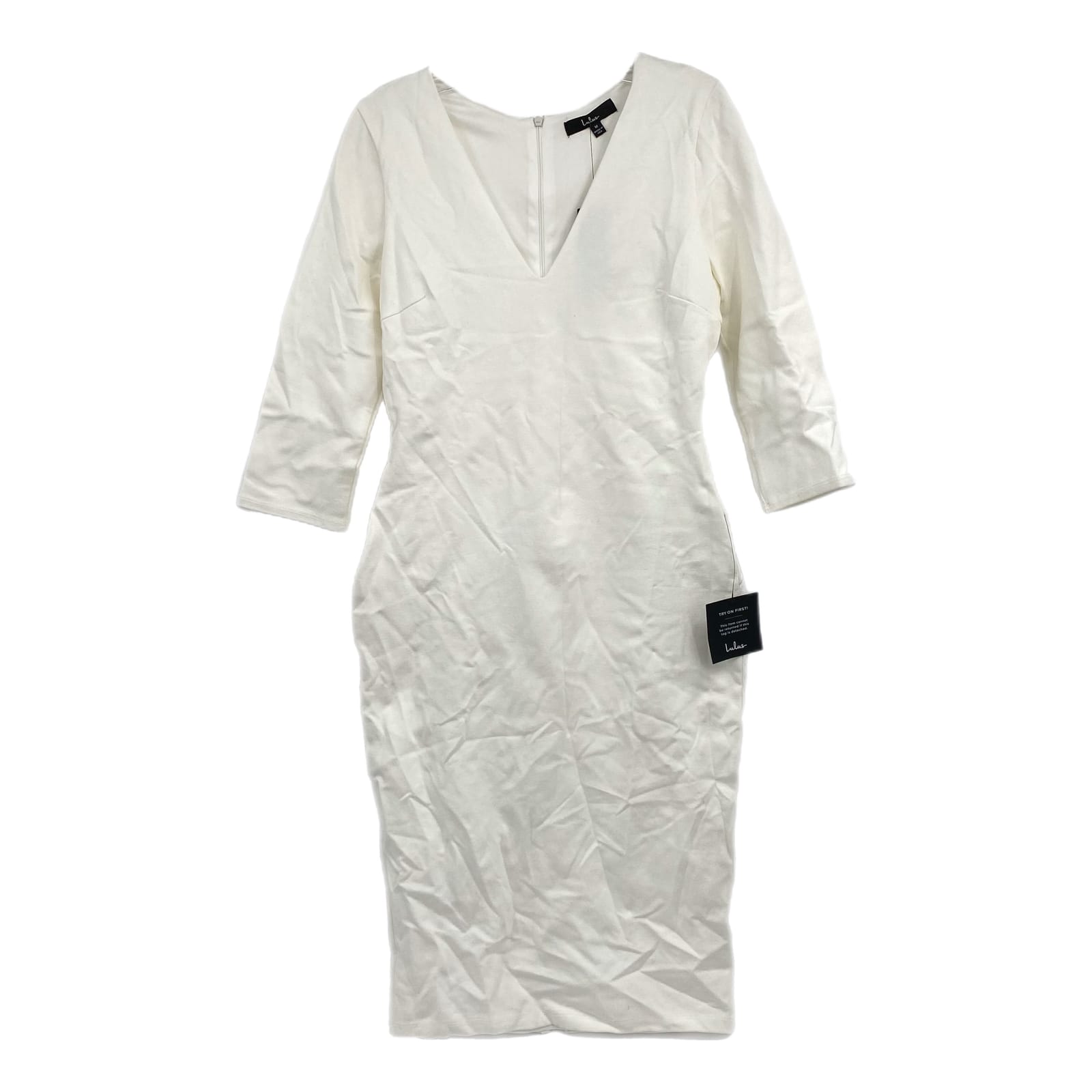 Lulu's Cream Bodycon Midi Dress