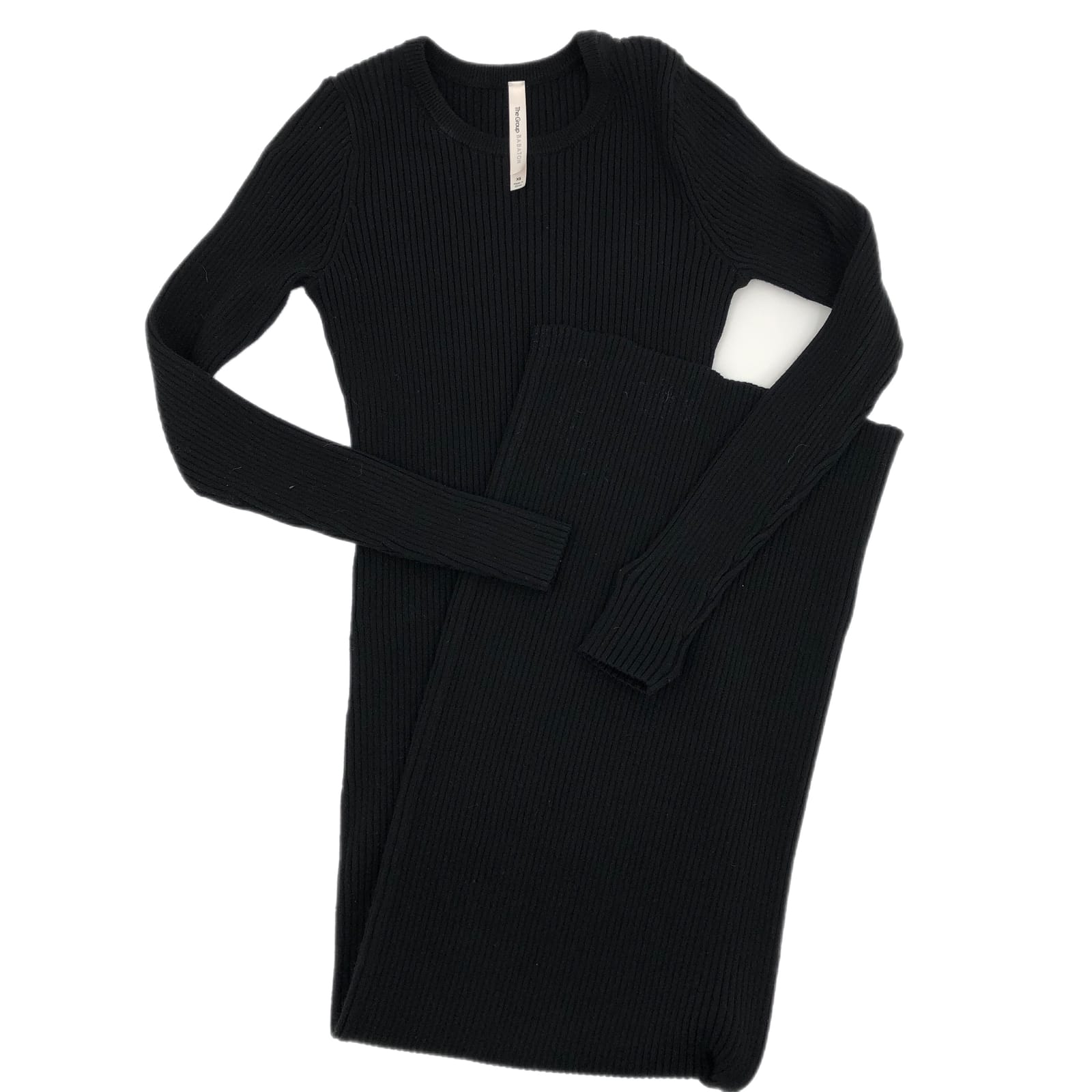 Babaton Black Collarless Glitter Maxi Dress