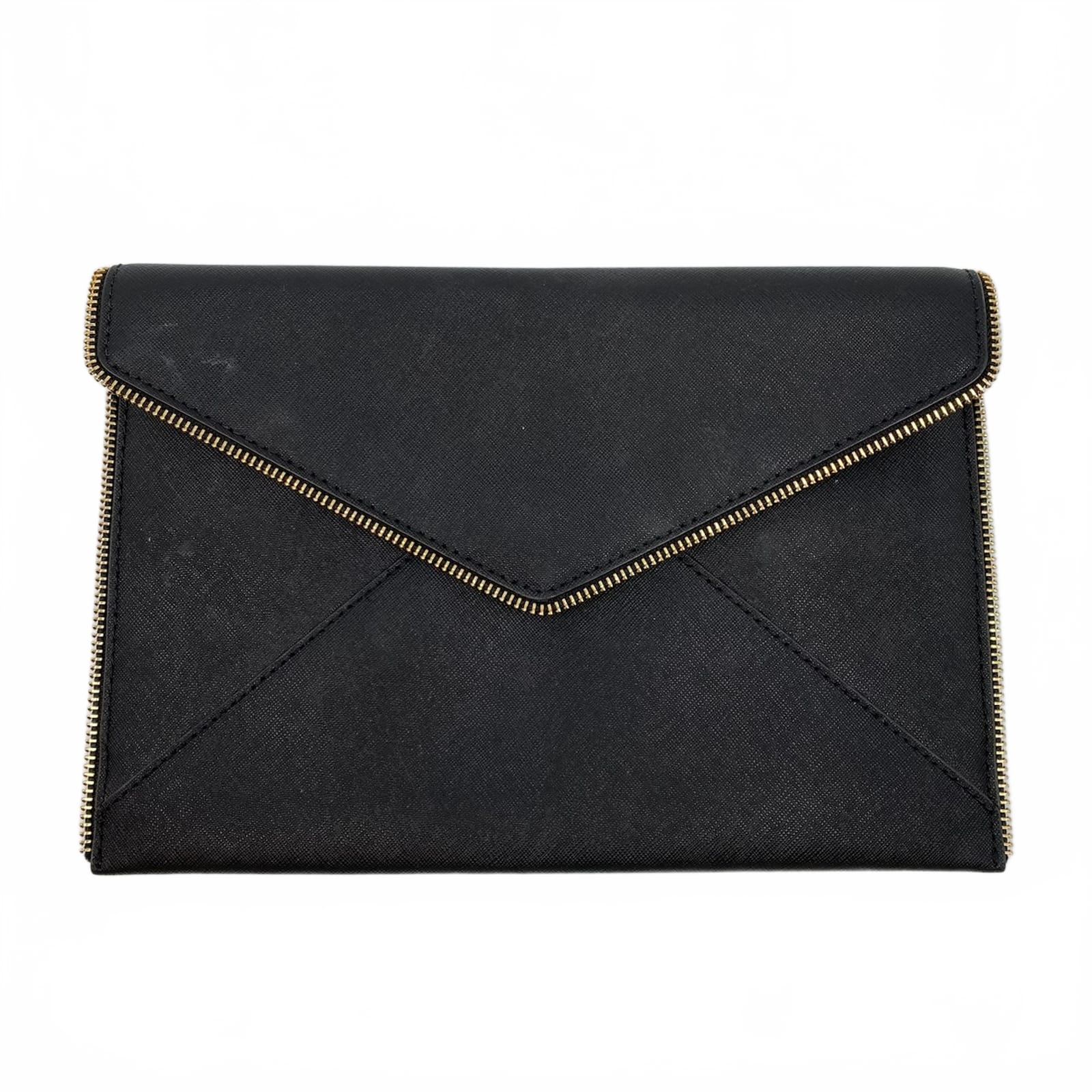 Rebecca Minkoff Black Gold Zipper Edge Envelope Clutch