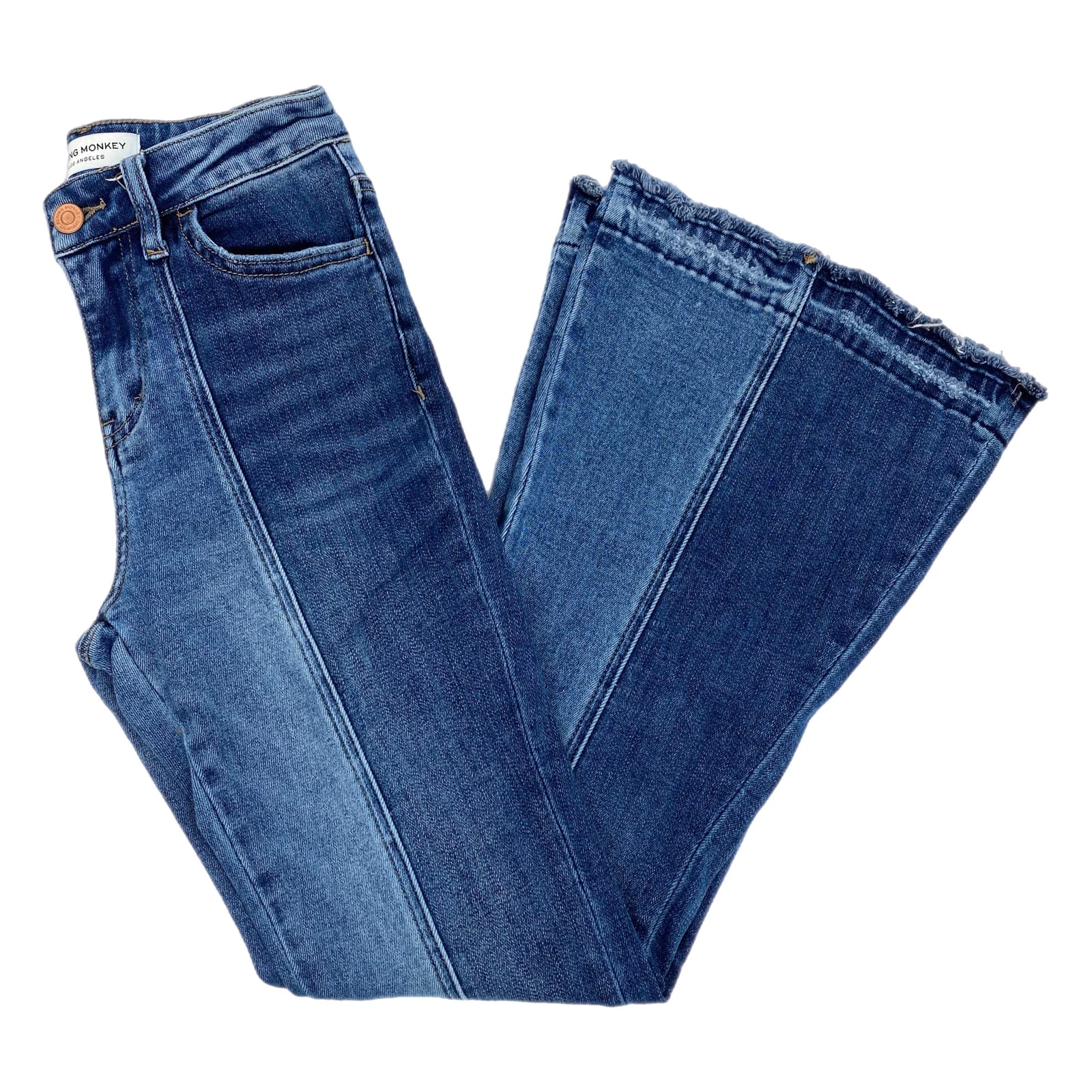 Flying Monkey Blue Two-Toned Flared Jeans