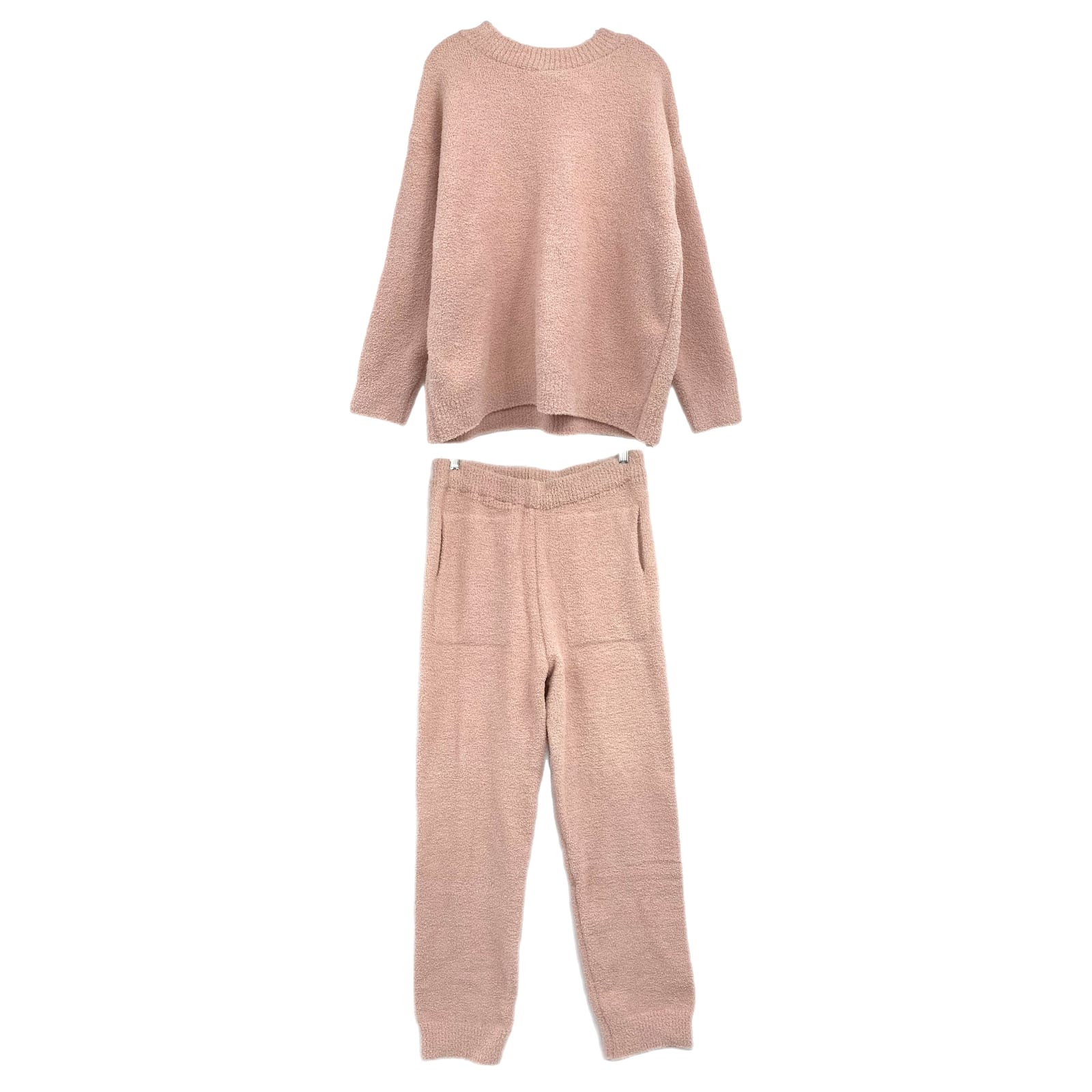 Comfy Luxe Pink Fluffy Pants and Sweater Matching Lounge Set