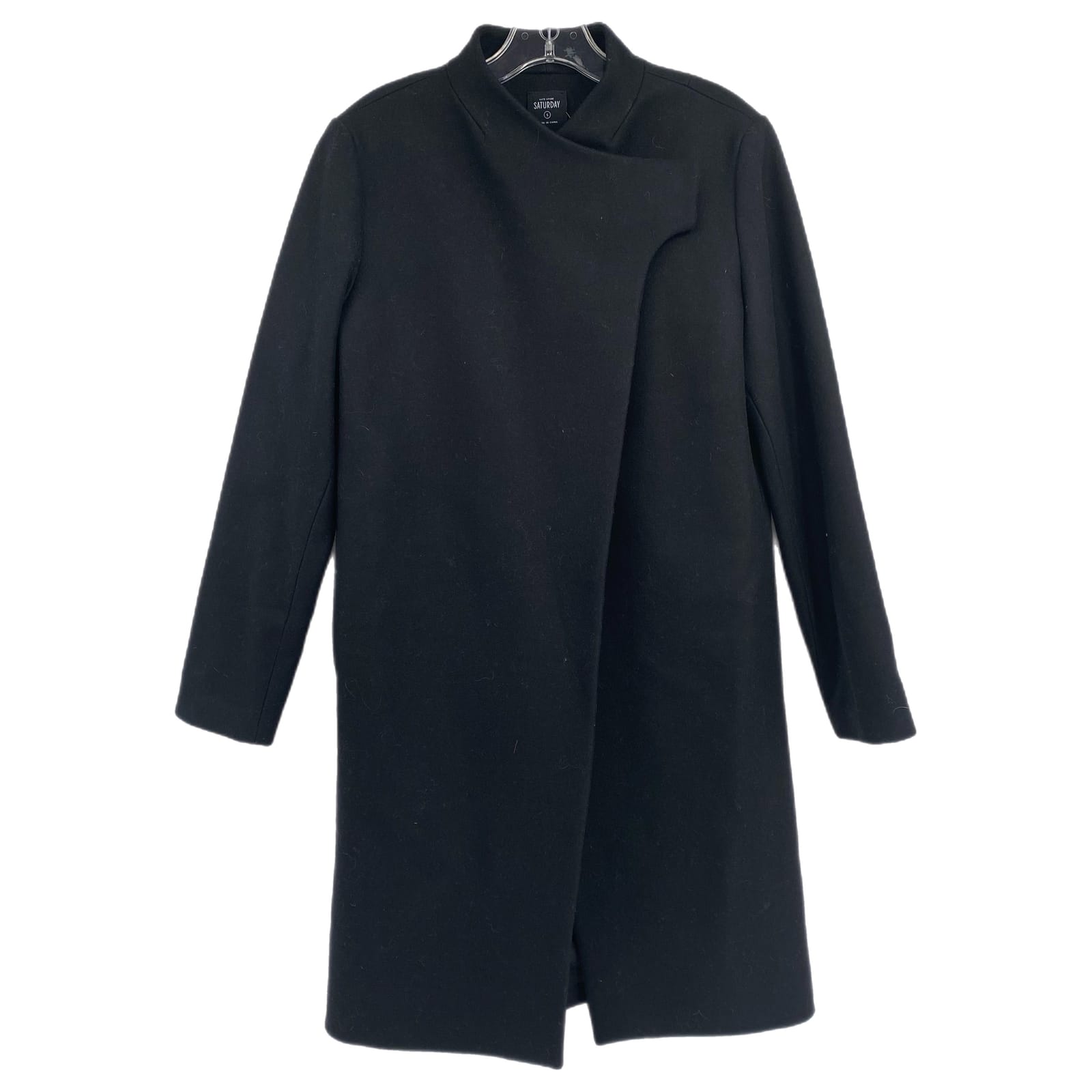Kate Spade Black Snap Closure Wool Blend Pea Coat