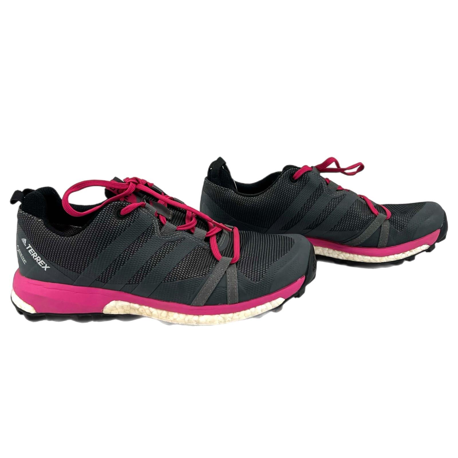 adidas Gray/Pink Athletic Trail Running Shoes