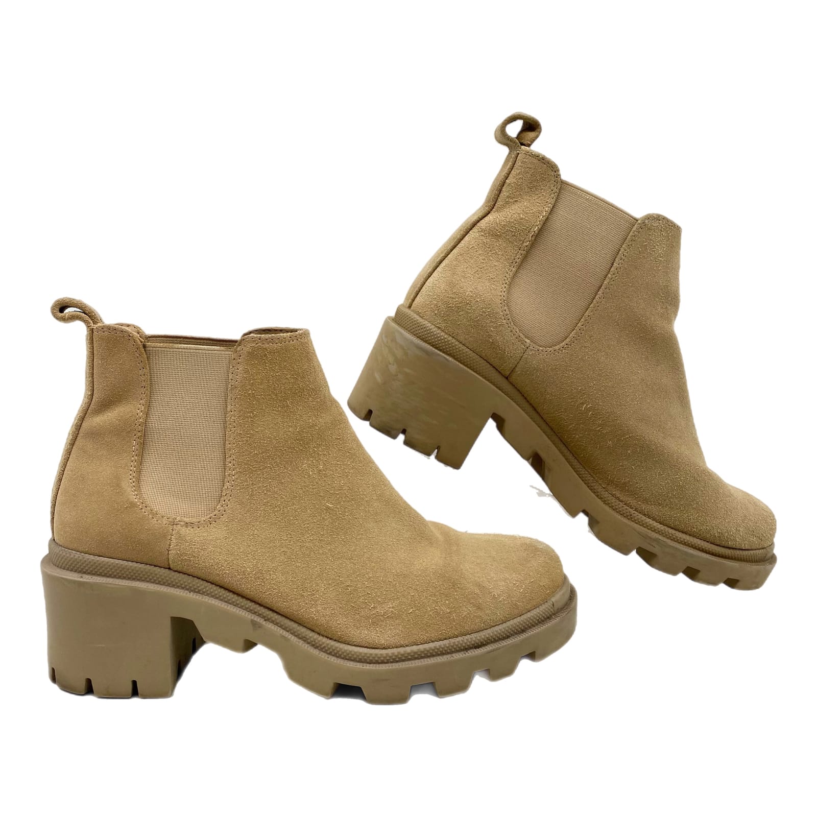 Steve Madden Tan Suede Chunky Ankle Boots