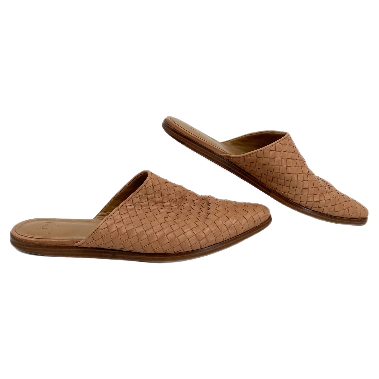 Marc Fisher Tan Pointed Toe Woven Mules
