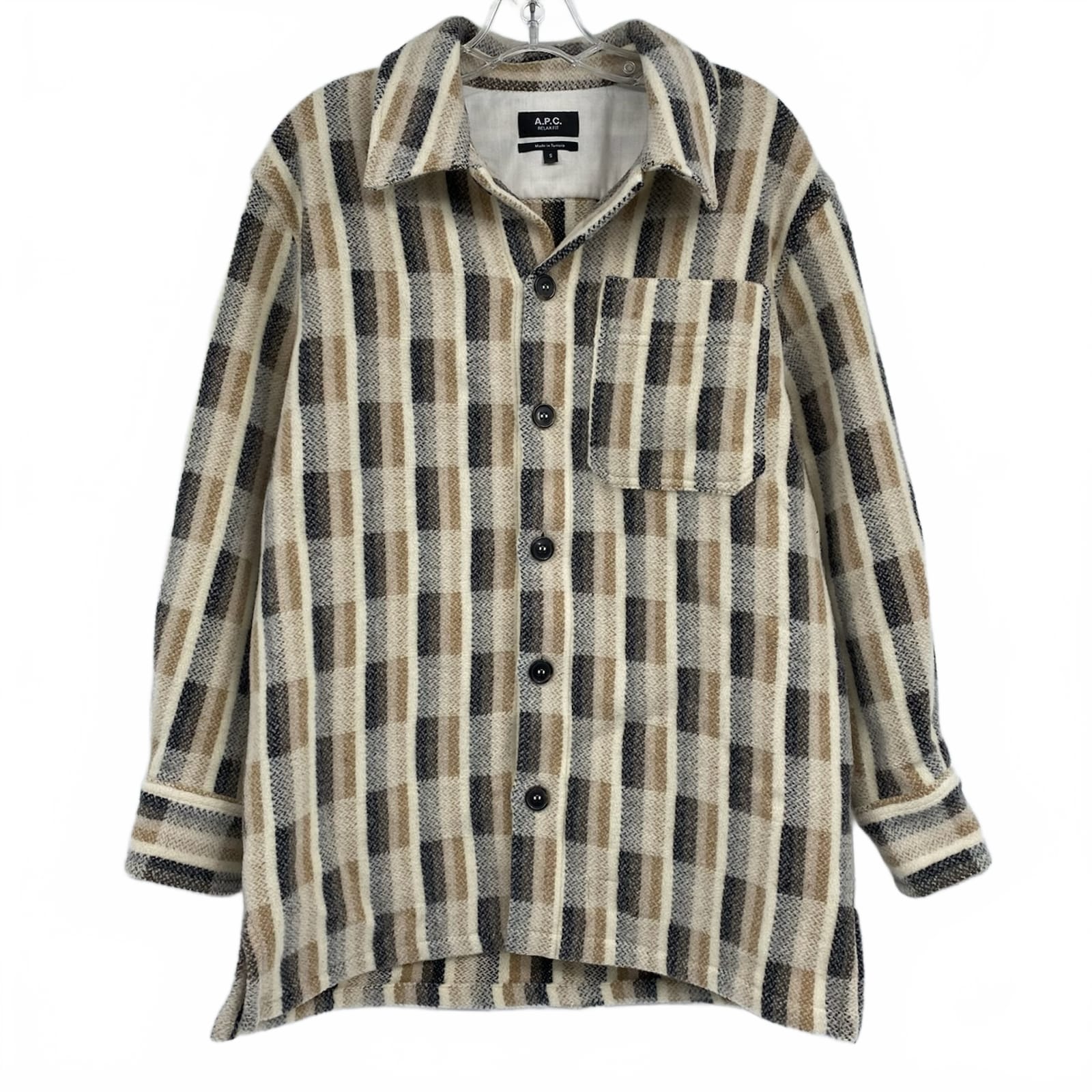 A.P.C Beige/Black Wool Shacket