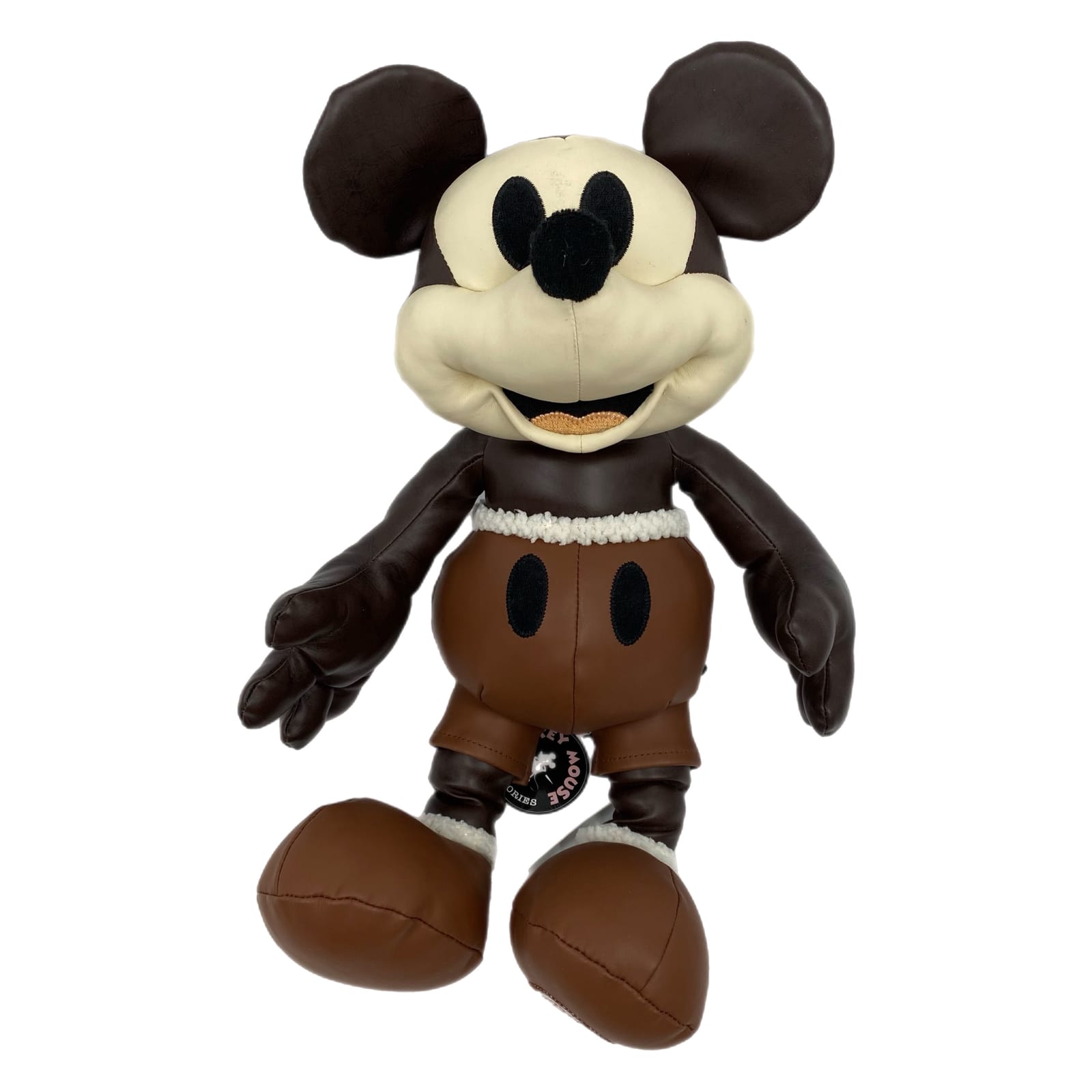 Disney Brown Faux Leather Mickey Mouse Memories Collectible Plush Toy