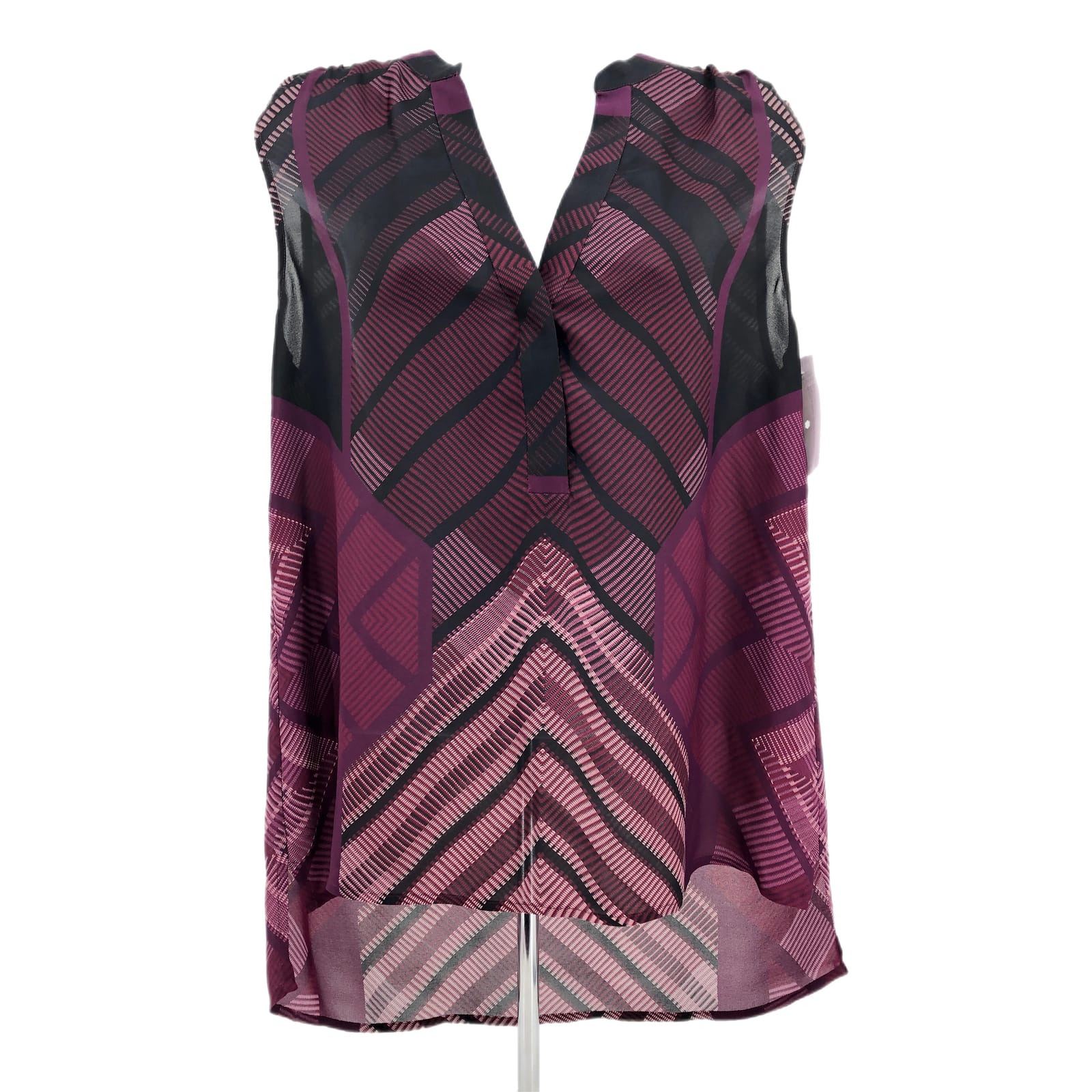 Vince Black Purple Sleeveless Silk Tunic Tank