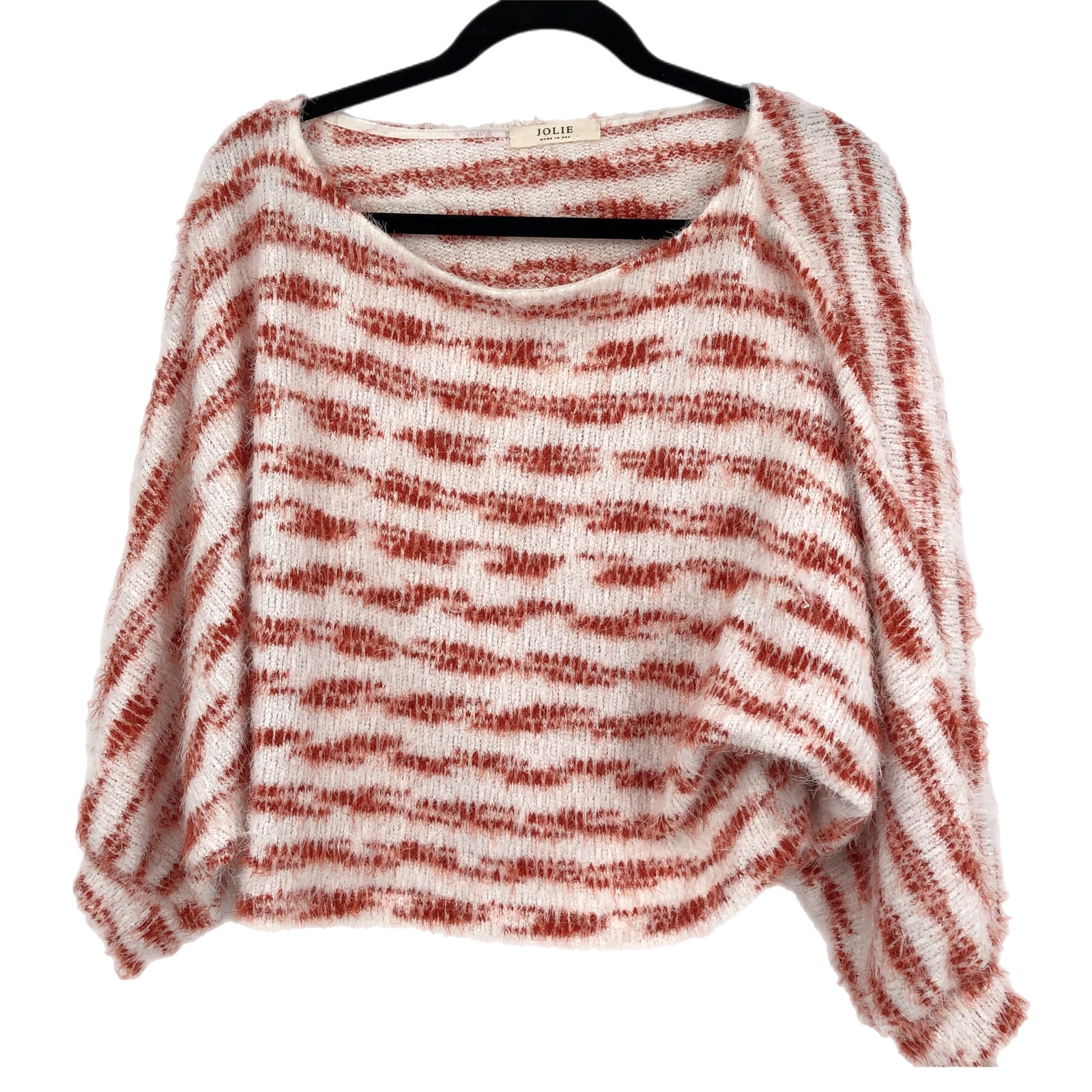 Jolie Orange and White Striped Basic Sweater