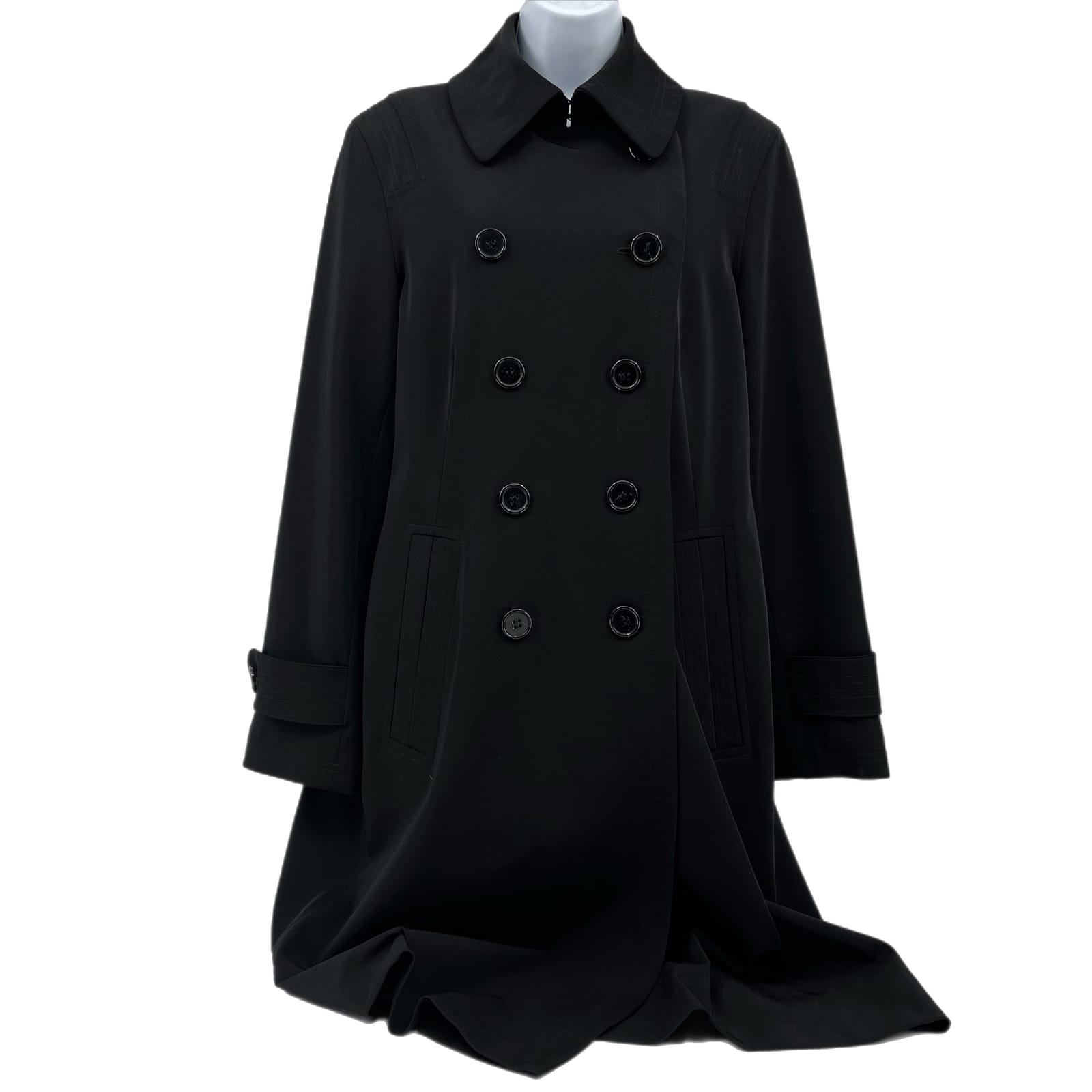Jones New York Black Polyester Trench Coat