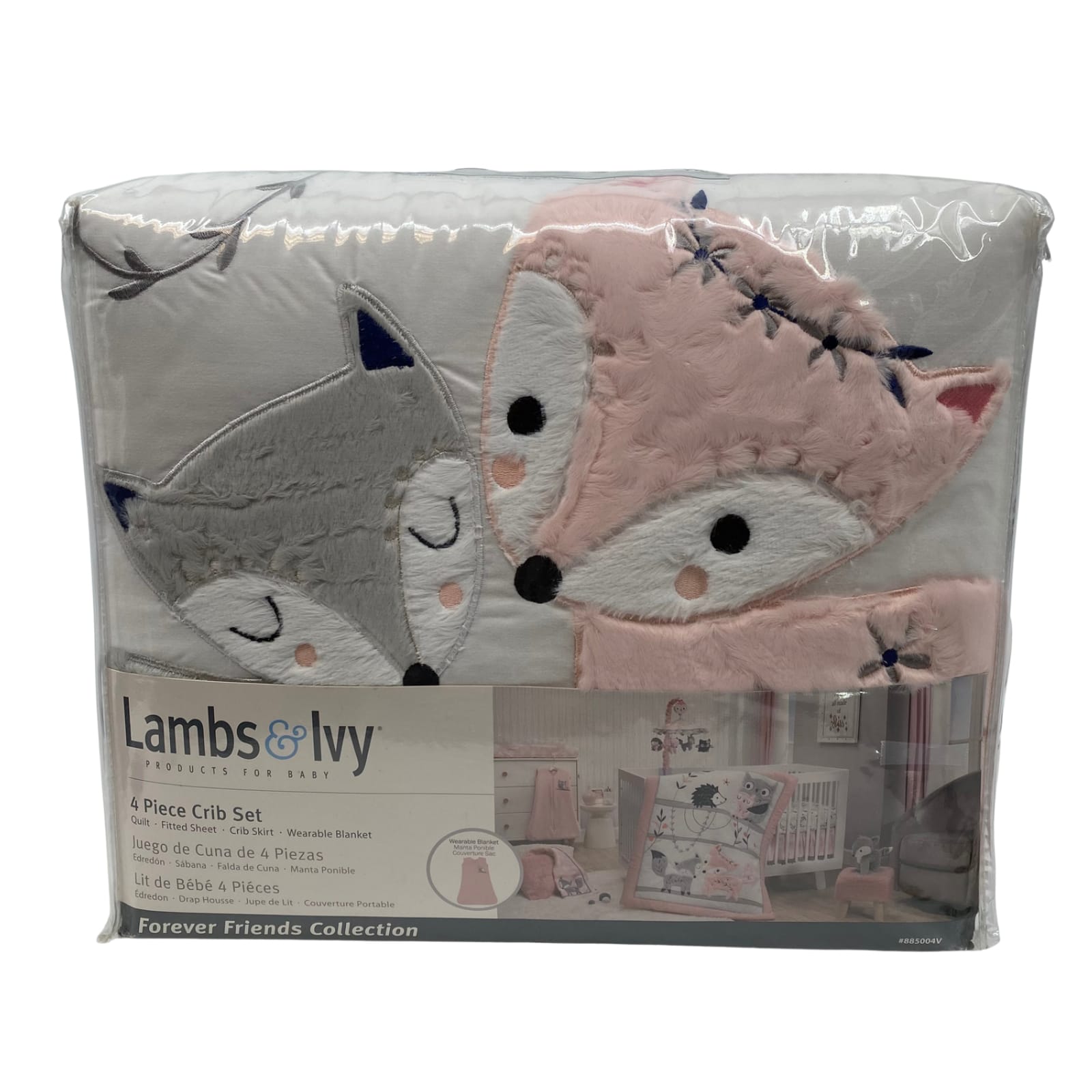 Lambs & Ivy Gray and Pink Classic Comforter Set