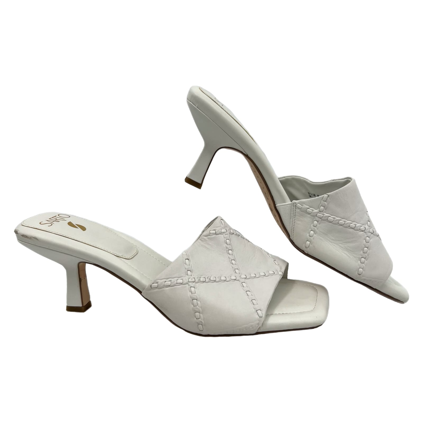 Franco Sarto White Slide Kitten Heel Sandals