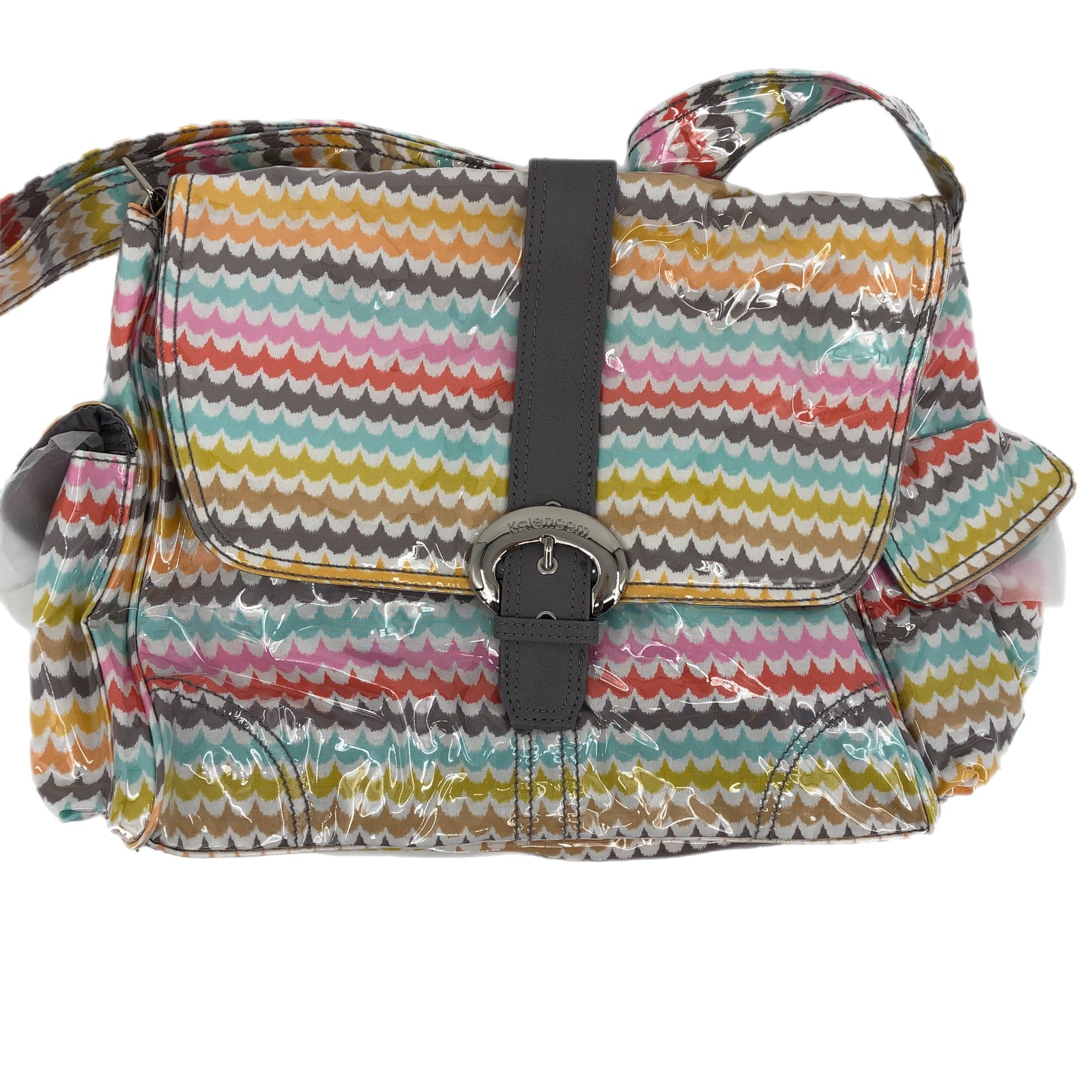 White and Orange Striped Messenger Baby Bag