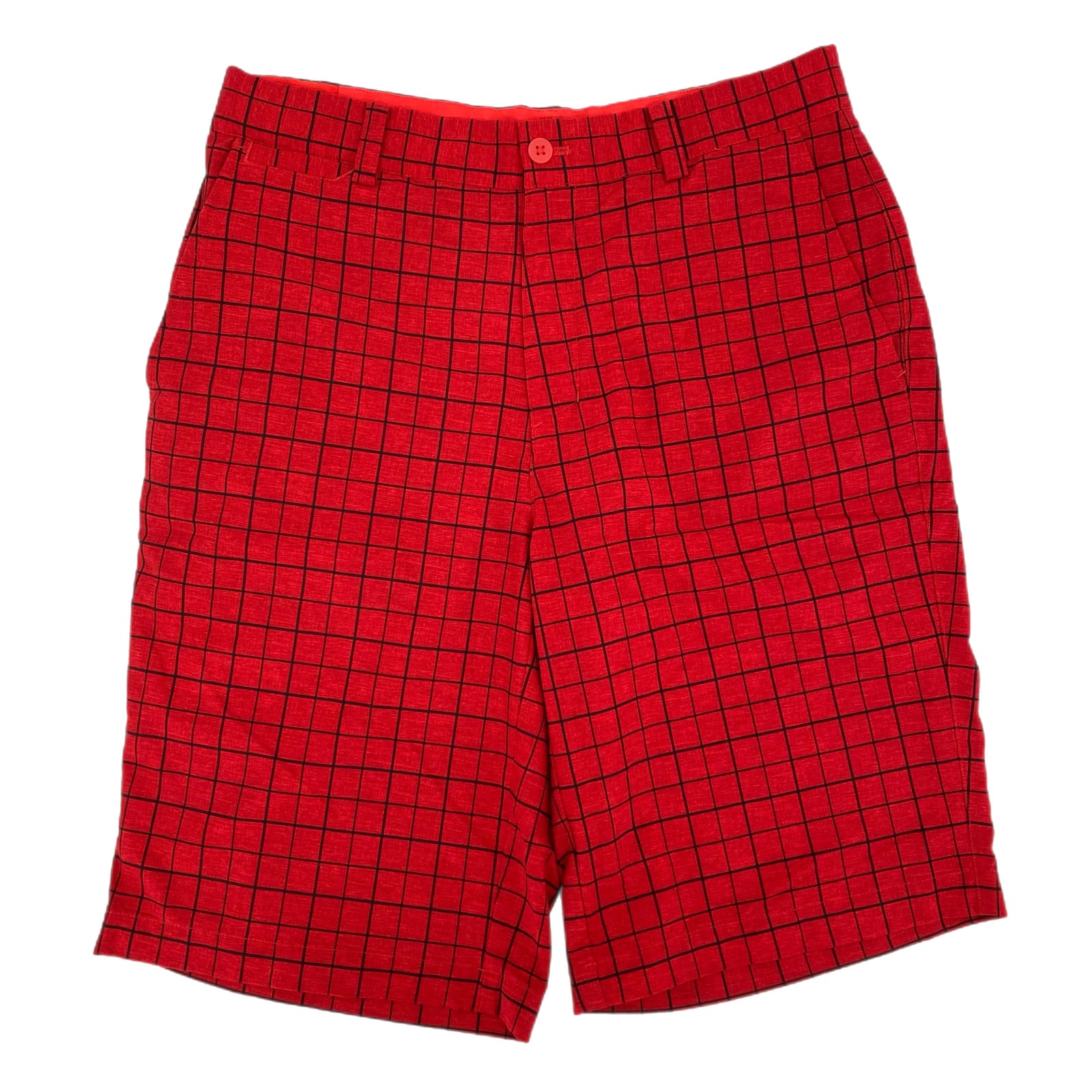 Nike Red High-Rise Golf Plaid Shorts