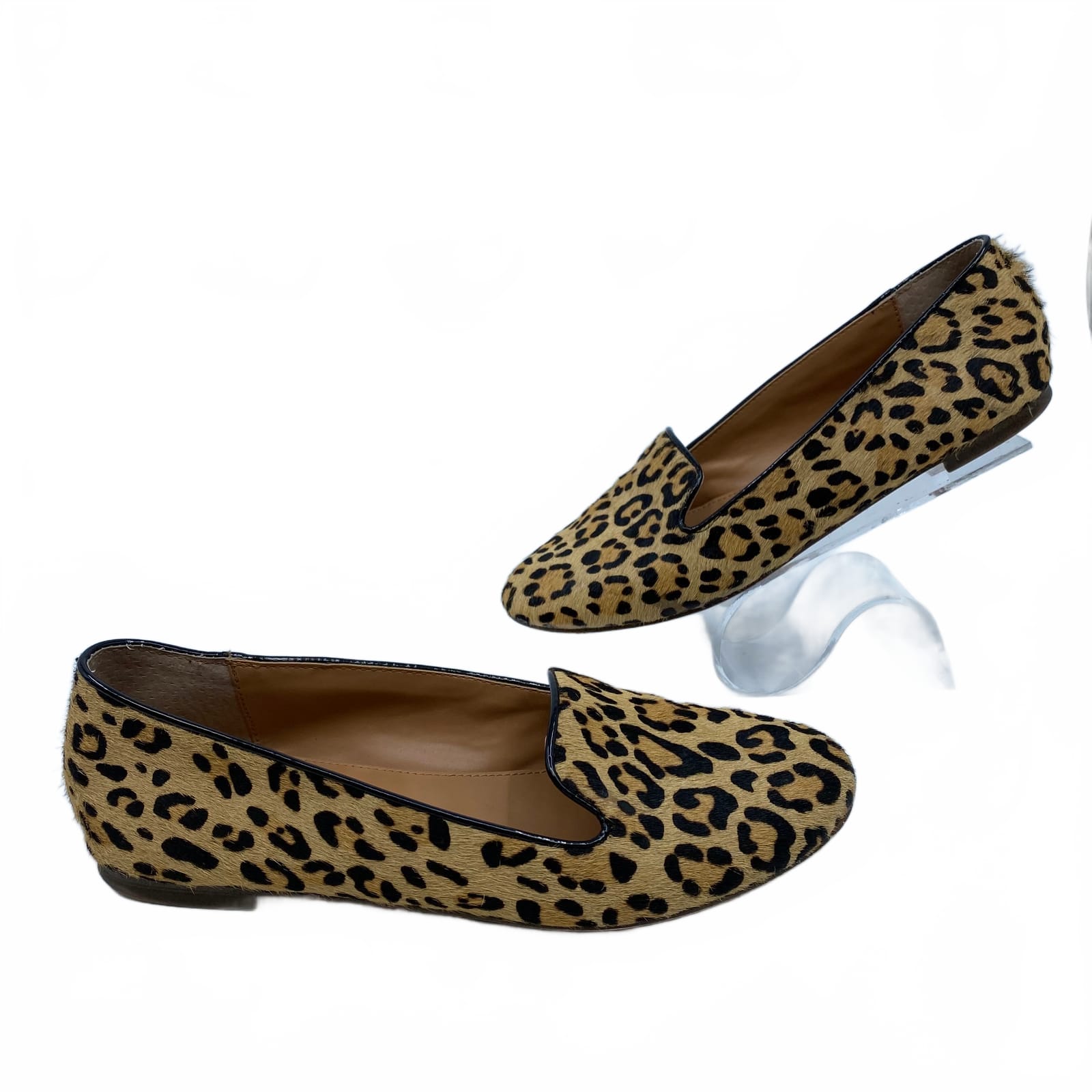 J. Crew Tan Leather Animal Print Loafer