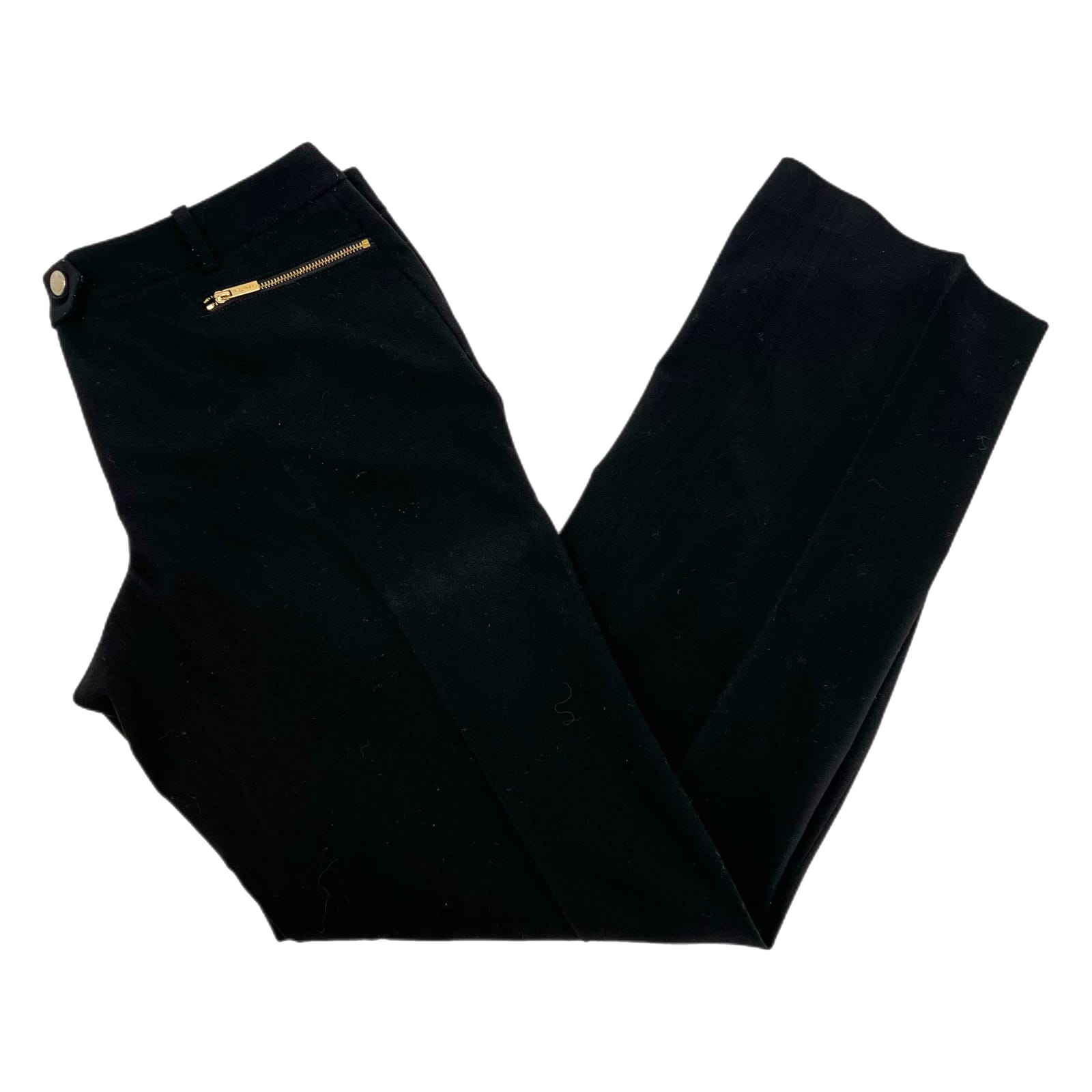 Calvin Klein Black Zipper Accent Straight Leg Trousers
