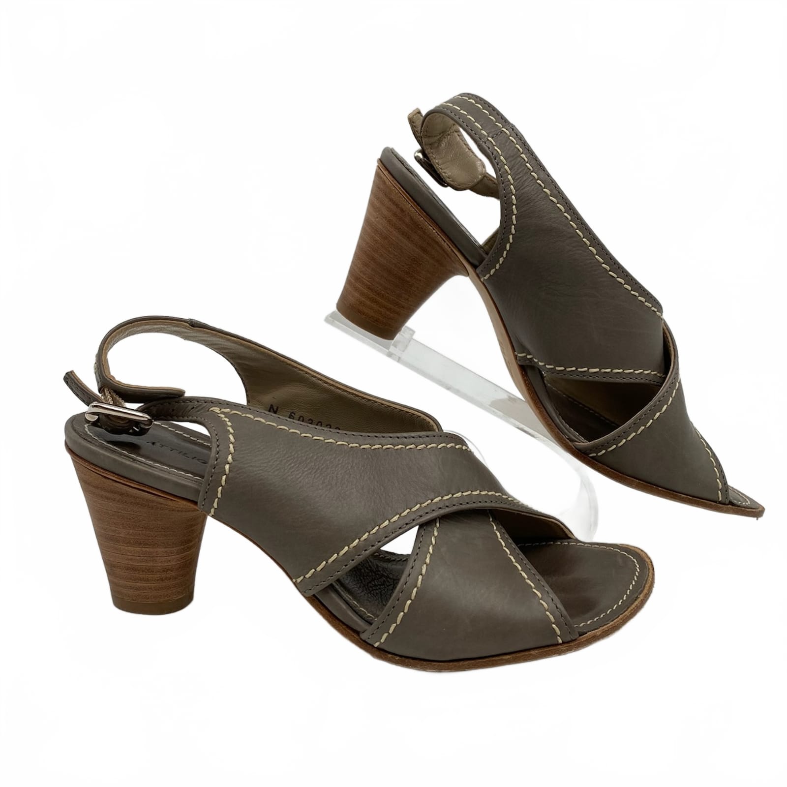 AGL Gray Slingback Leather Heels