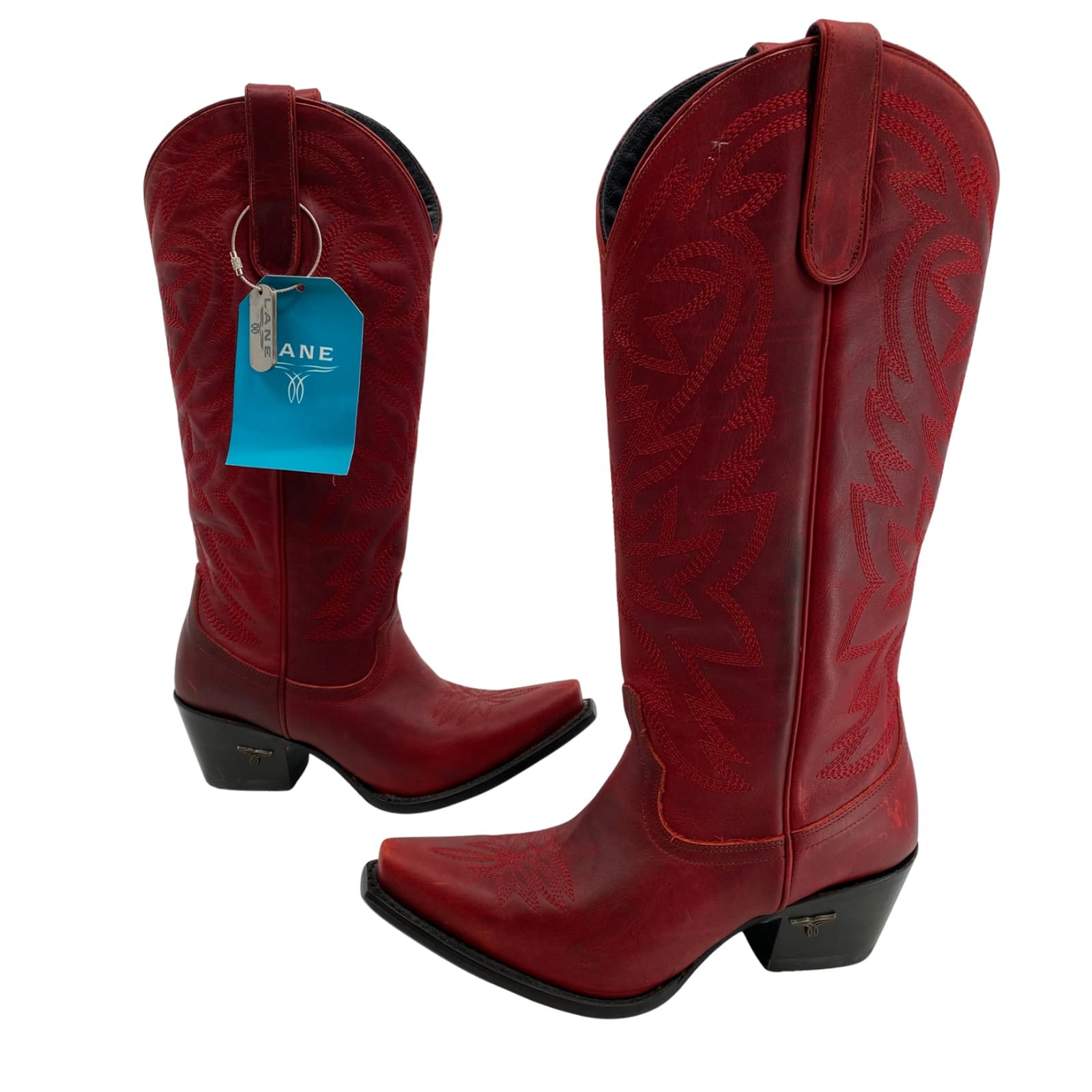 Lane Red Leather Heeled Boots