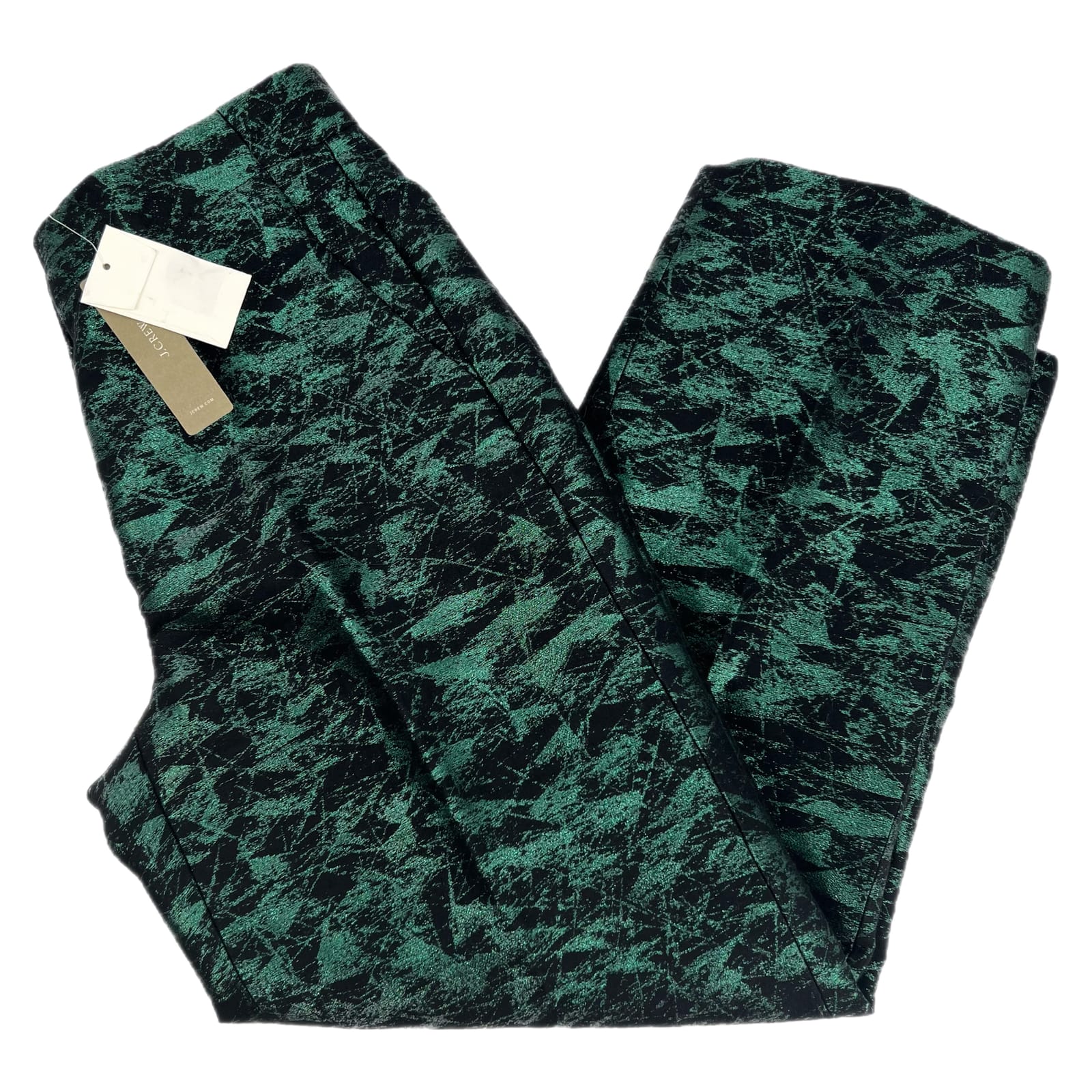 J. Crew Black Green Metallic Crop Trousers