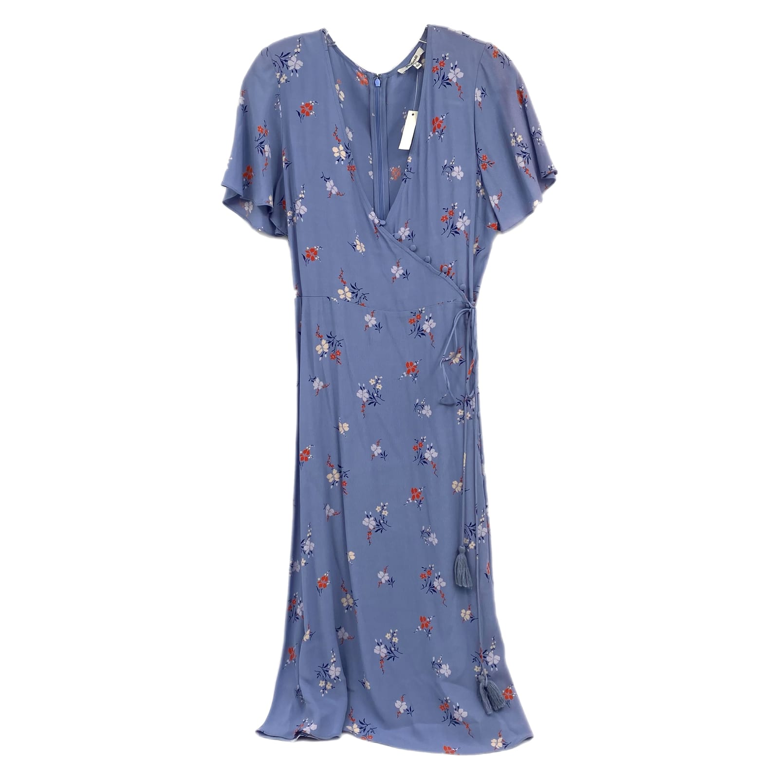 Madewell Blue Orange Floral Midi Wrap Dress