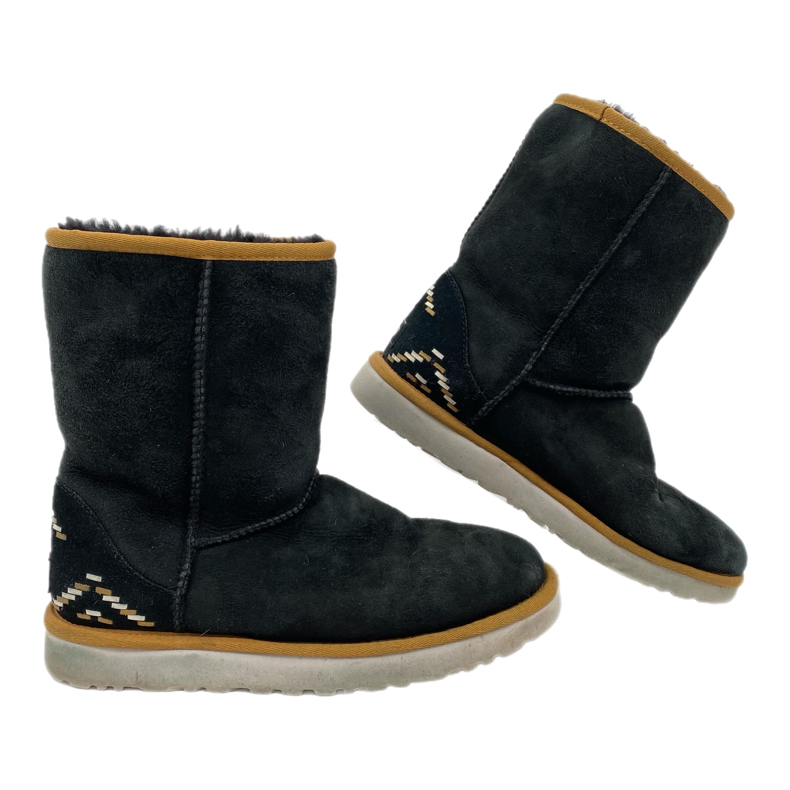 UGG Black Brown Suede Ankle Booties