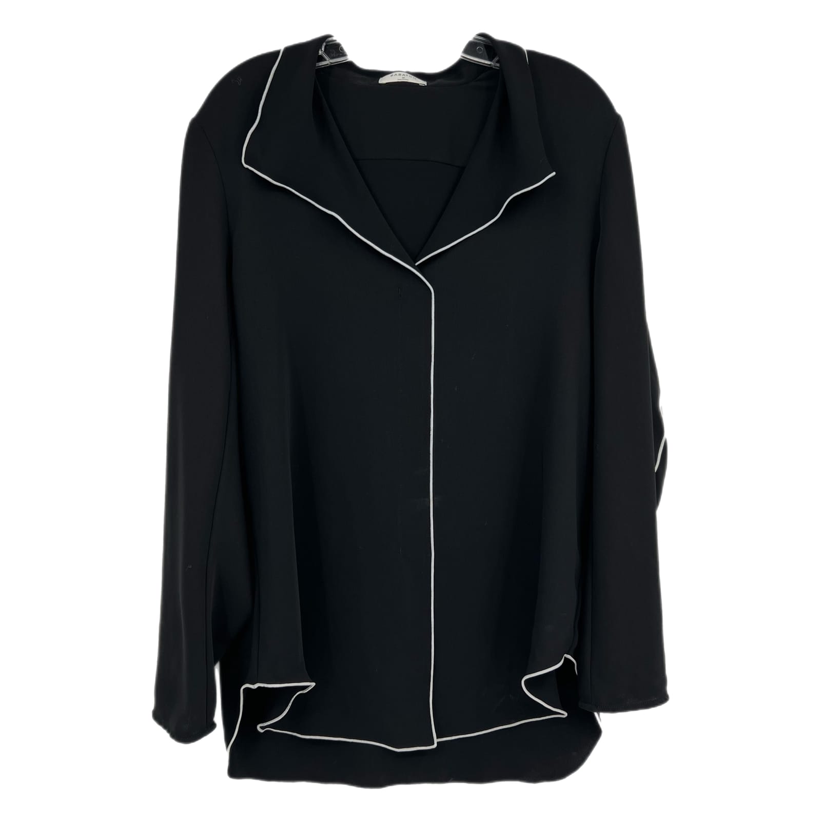 Babaton Black and White Rena Long Sleeve Collared Blouse