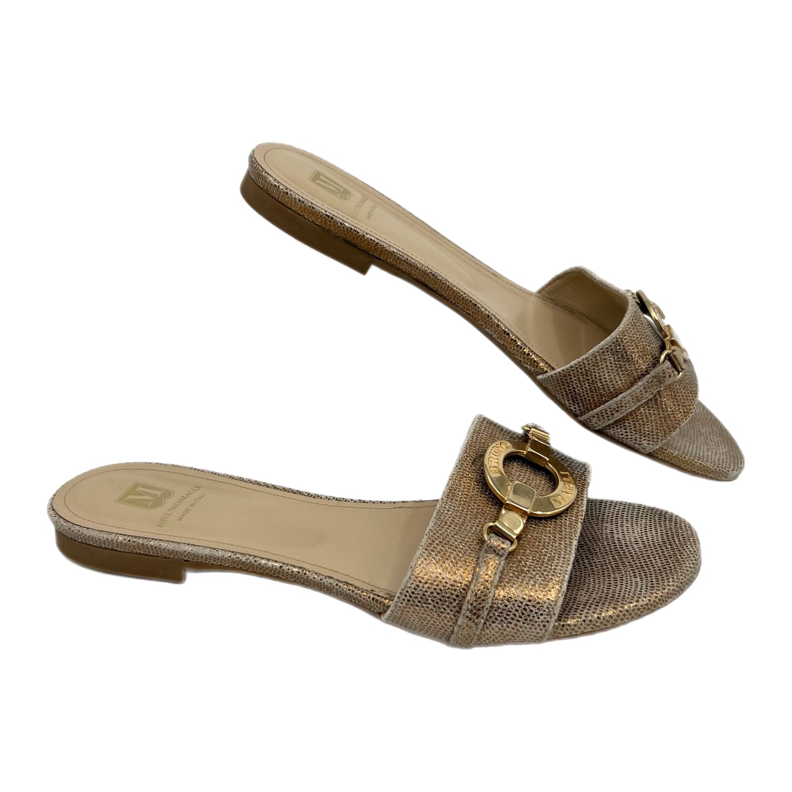 Bruno Magli Gold Slide Sandals