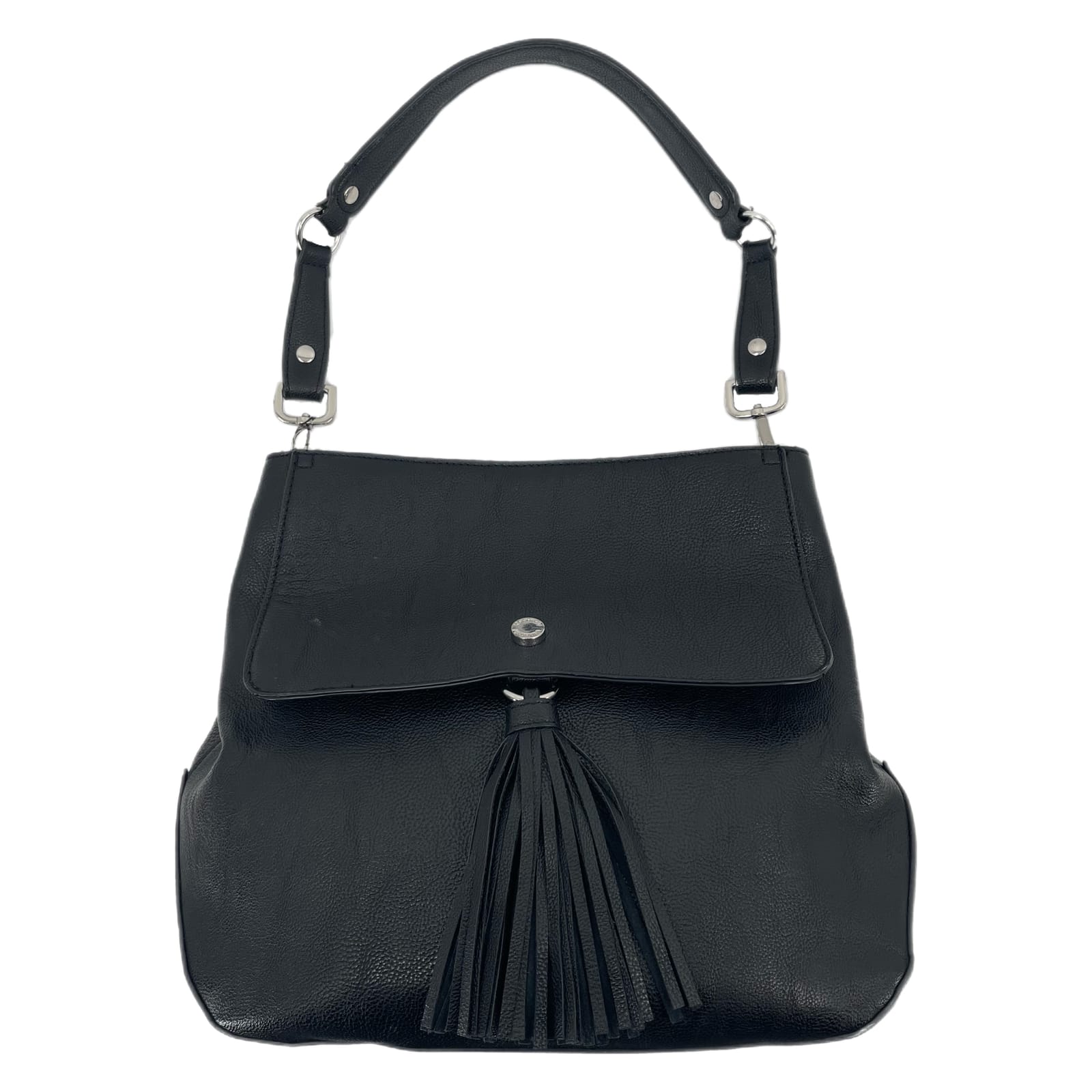 Calvin Klein Black Tasseled Leather Hobo Bag
