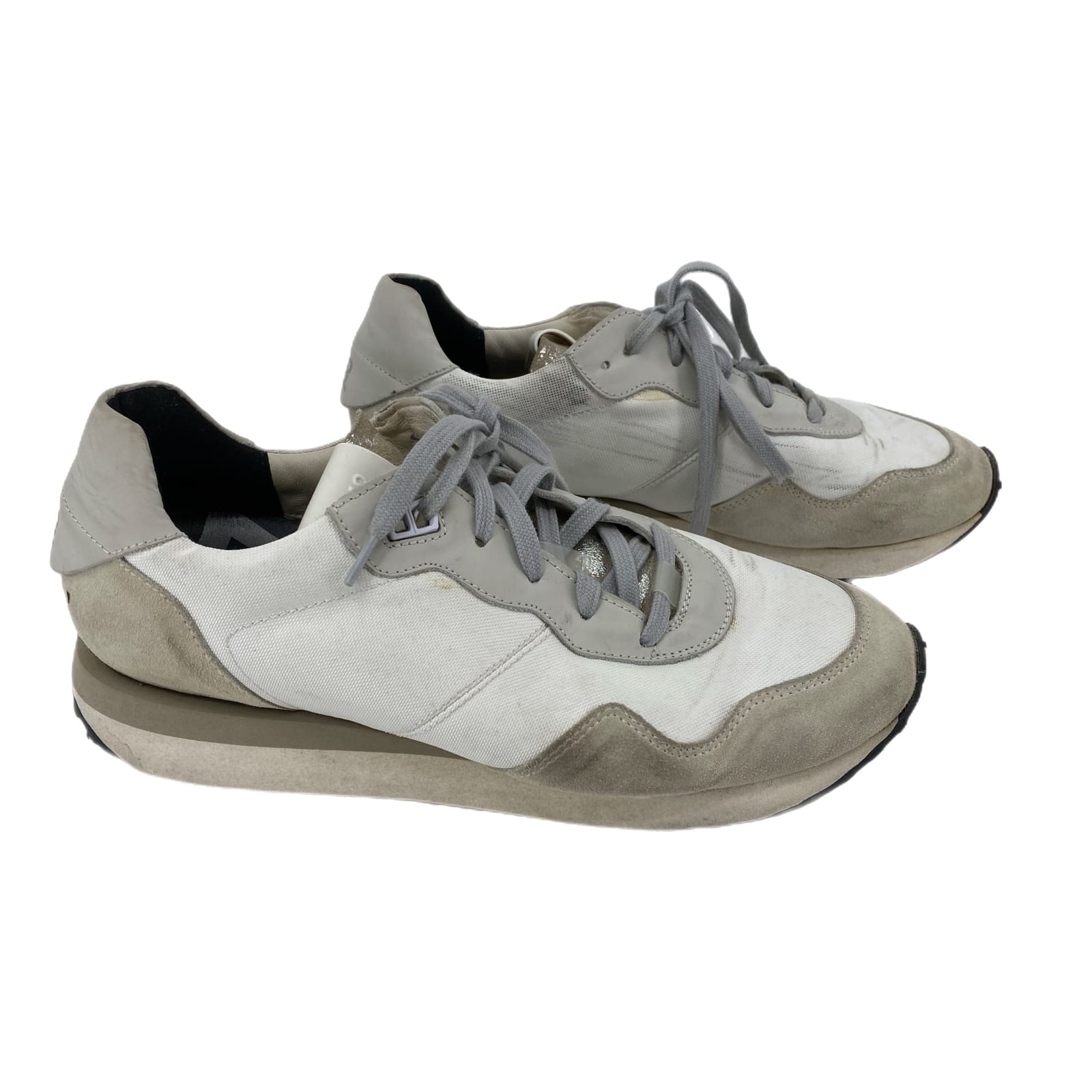 P448 White Gray Classic Lace Up Athletic Sneakers