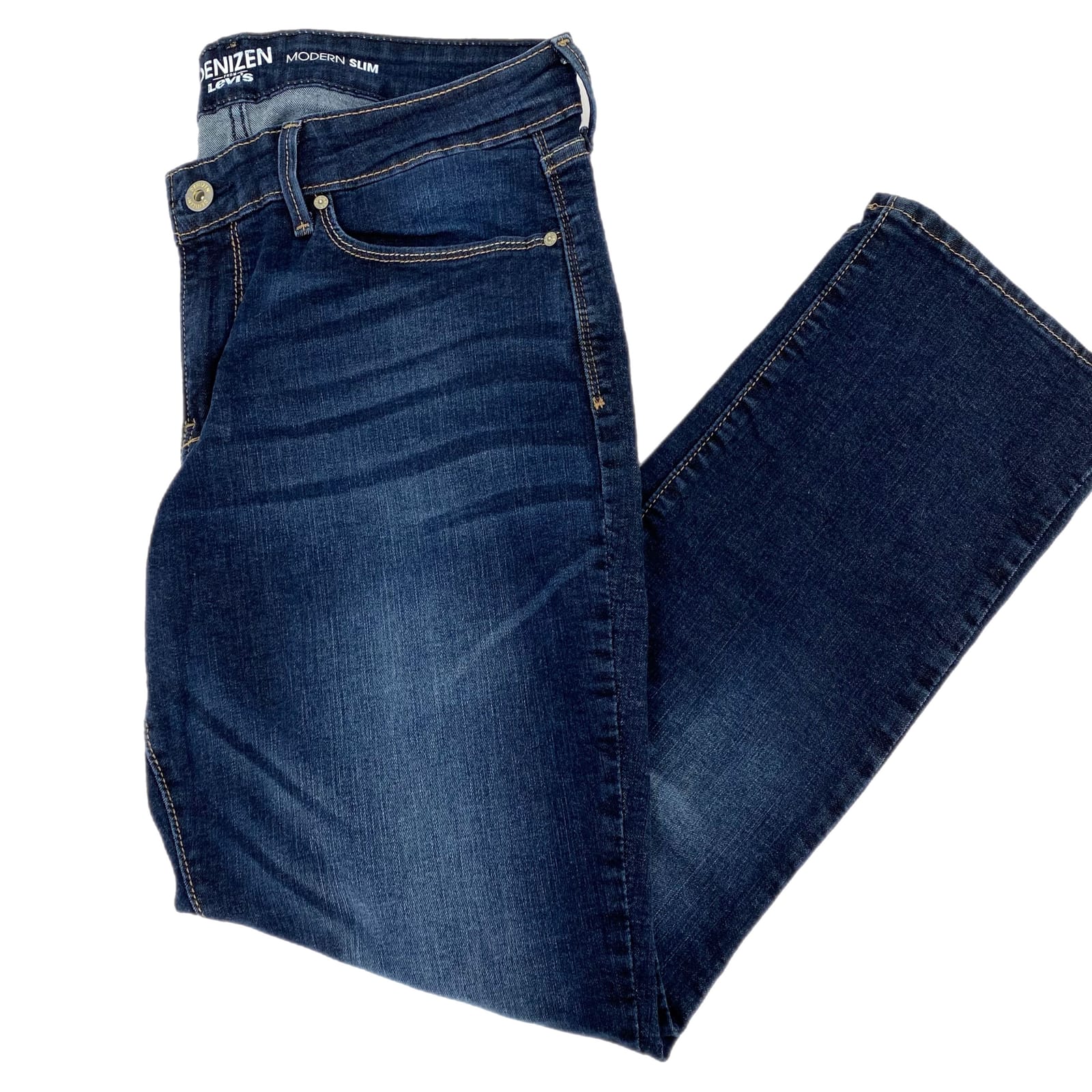 Levi's Blue Mid-Rise Dark Wash Straight Jeans