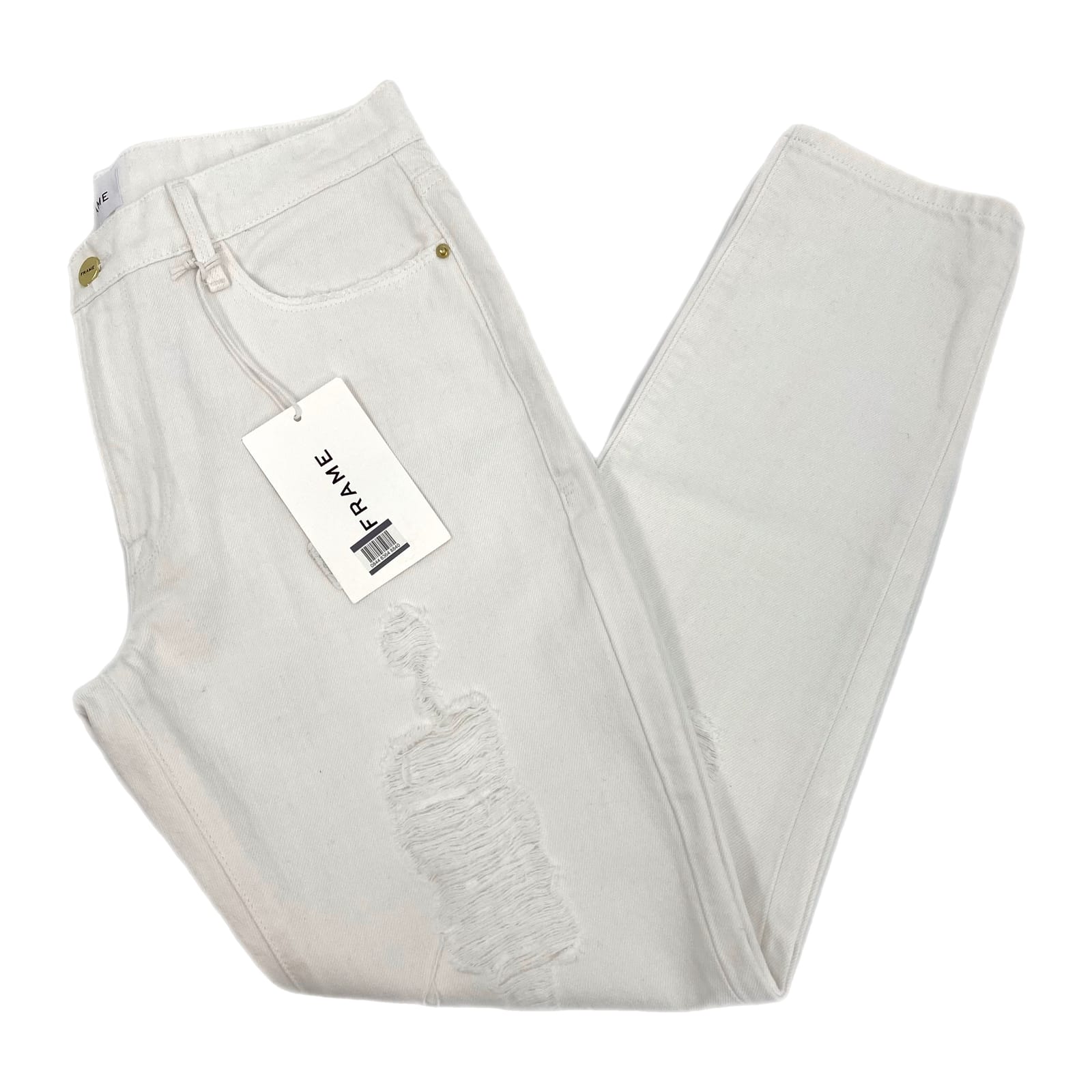 Frame Denim White Le Garcon Distressed Boyfriend Jeans