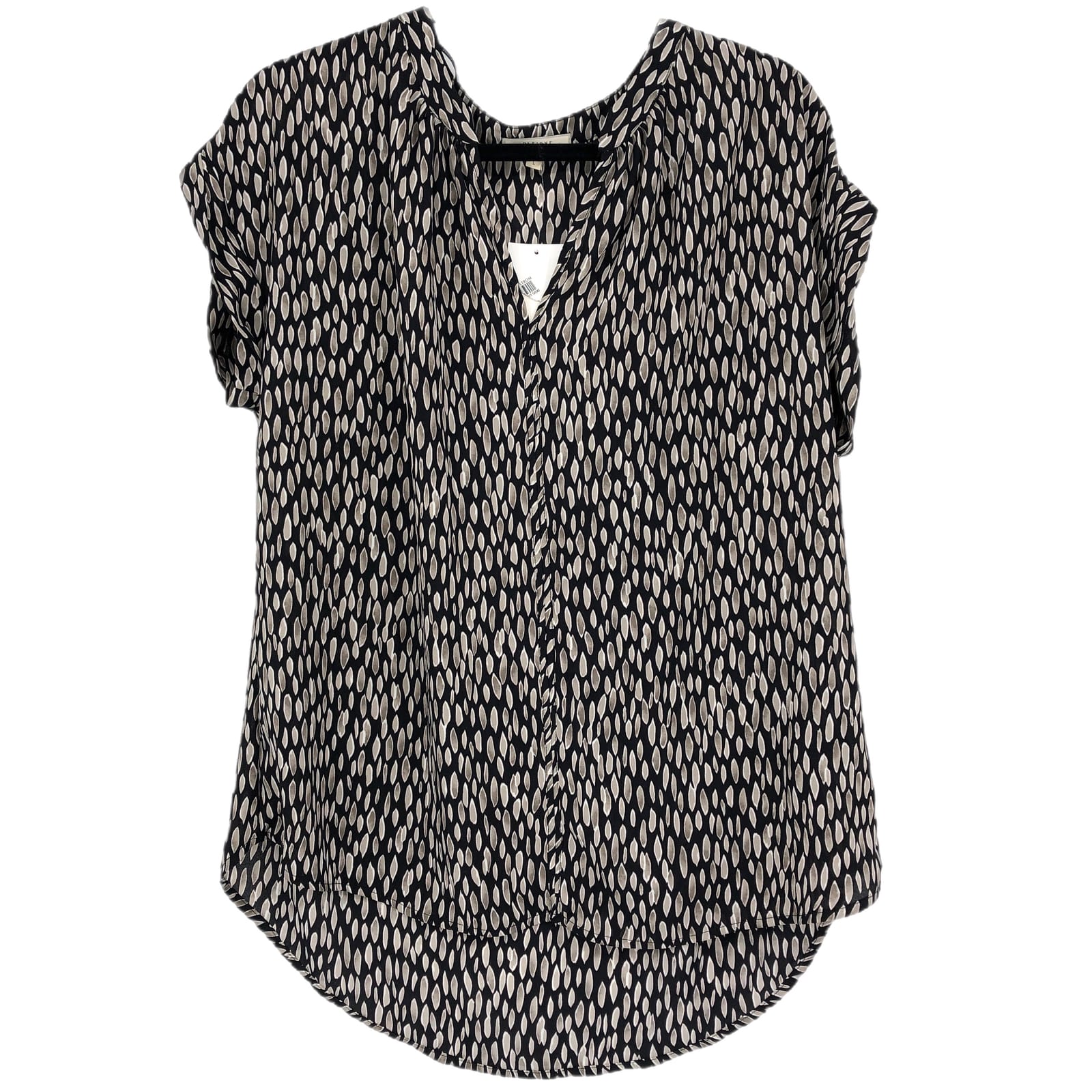 Pleione Black/Gray Classic V-Neck Blouse