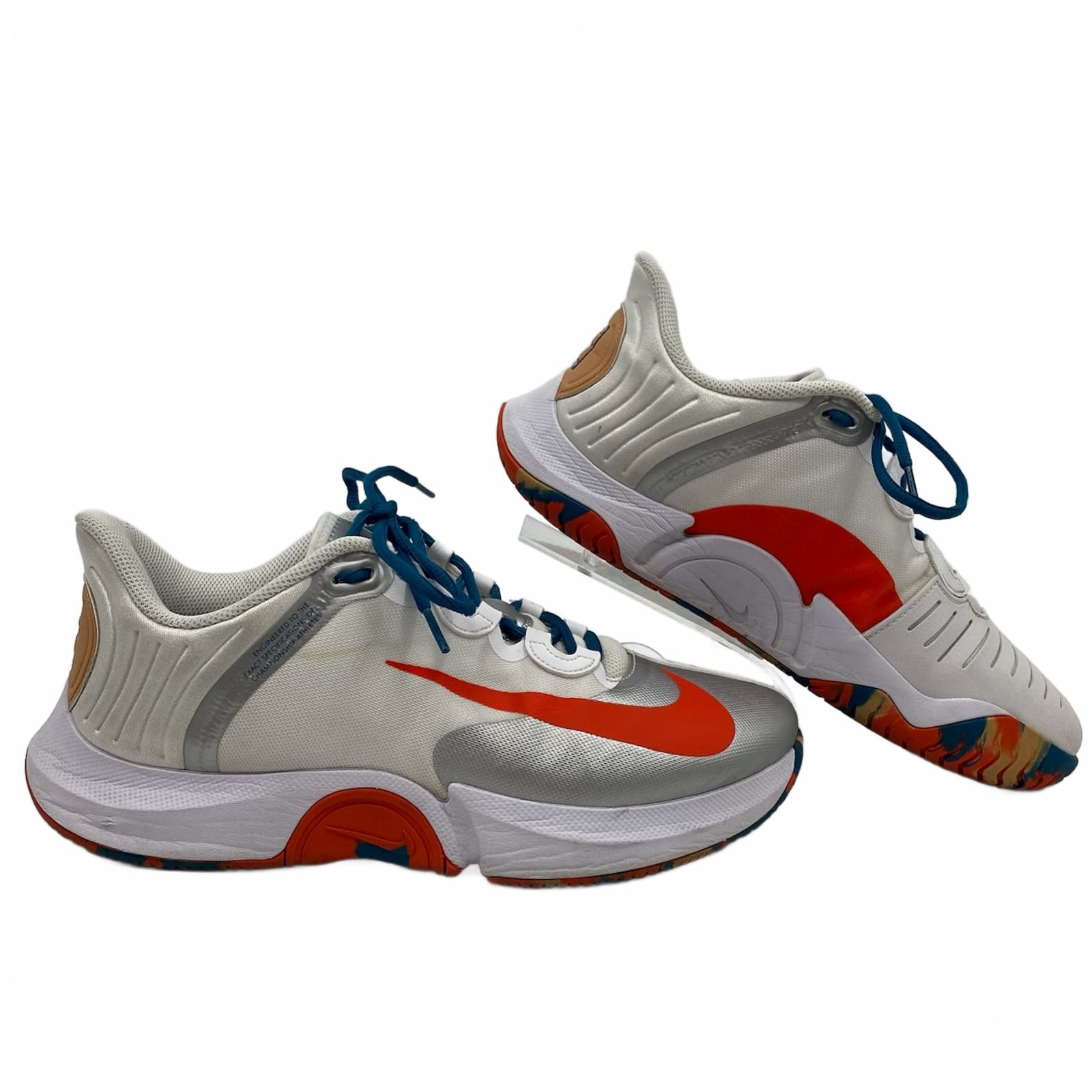 Nike White Orange Court Air Zoom GP Turbo Sneakers