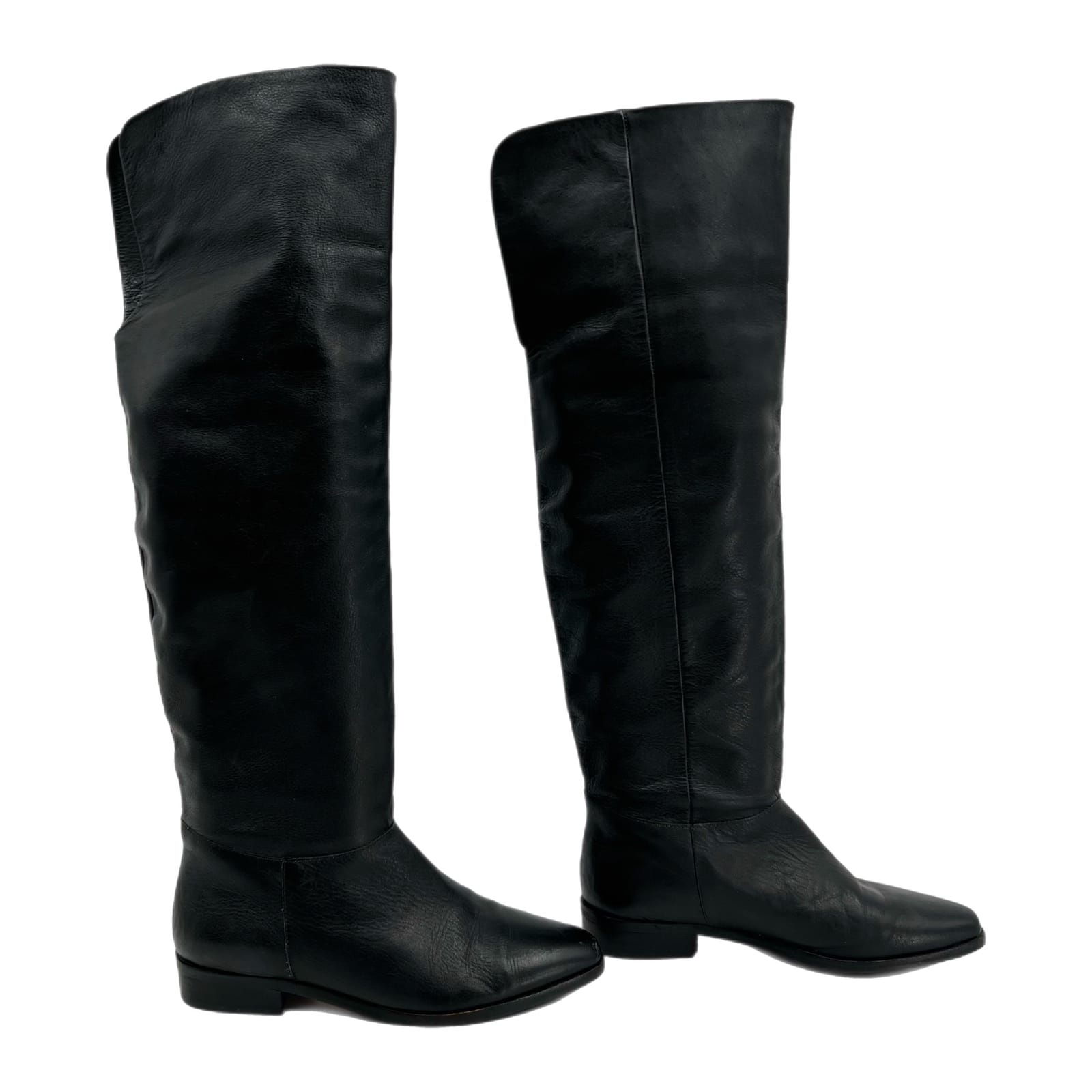 Seychelles Black Leather Almond Toe Over the Knee Boots