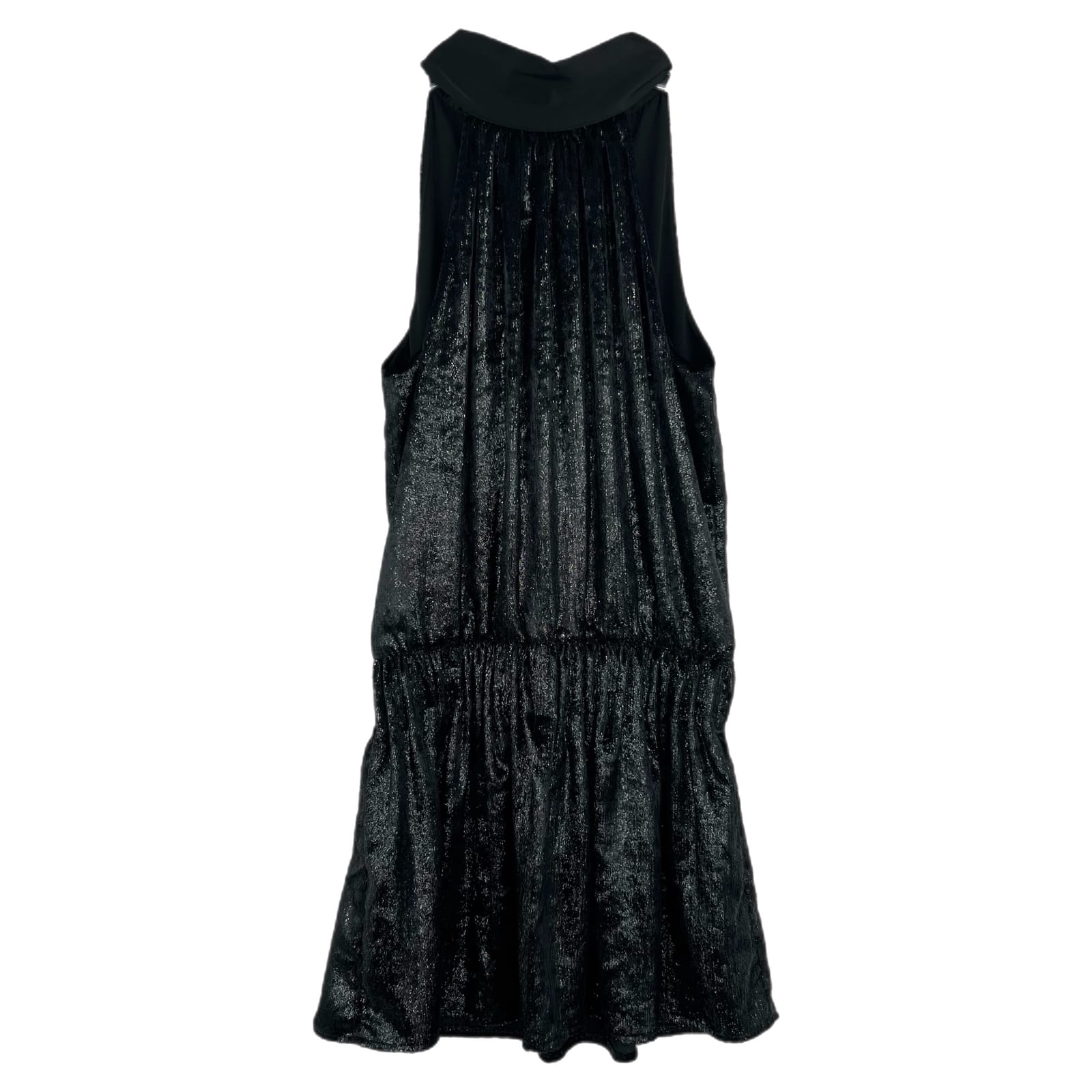 Ramy Brook Black Metallic Velvet Mini Dress