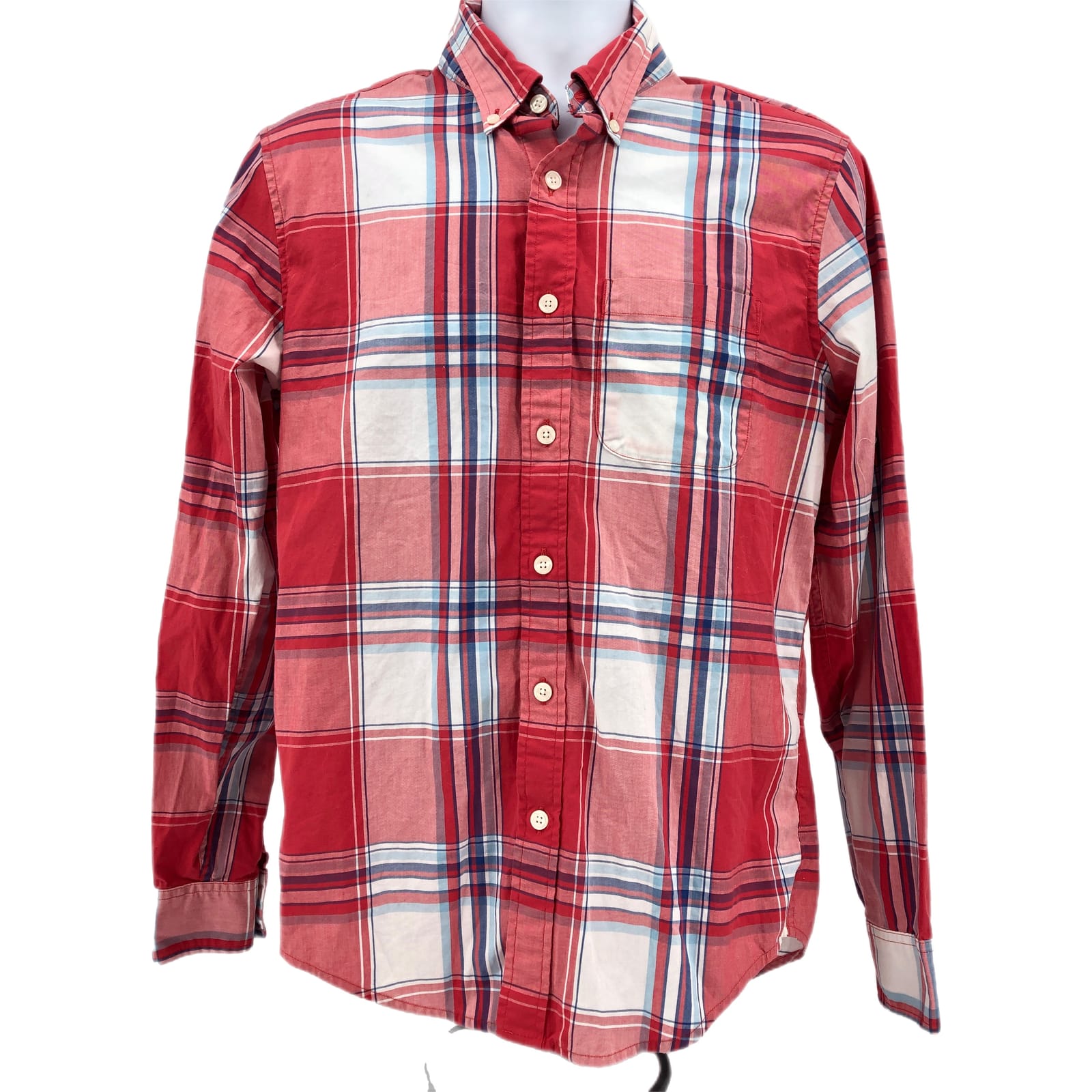 Abercrombie & Fitch Red/Blue Plaid Button-Up Shirt