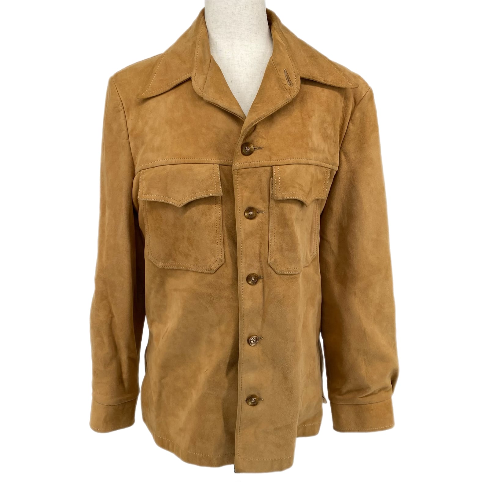 Lakeland Tan Suede Leather Long Sleeve Button-Up Shirt
