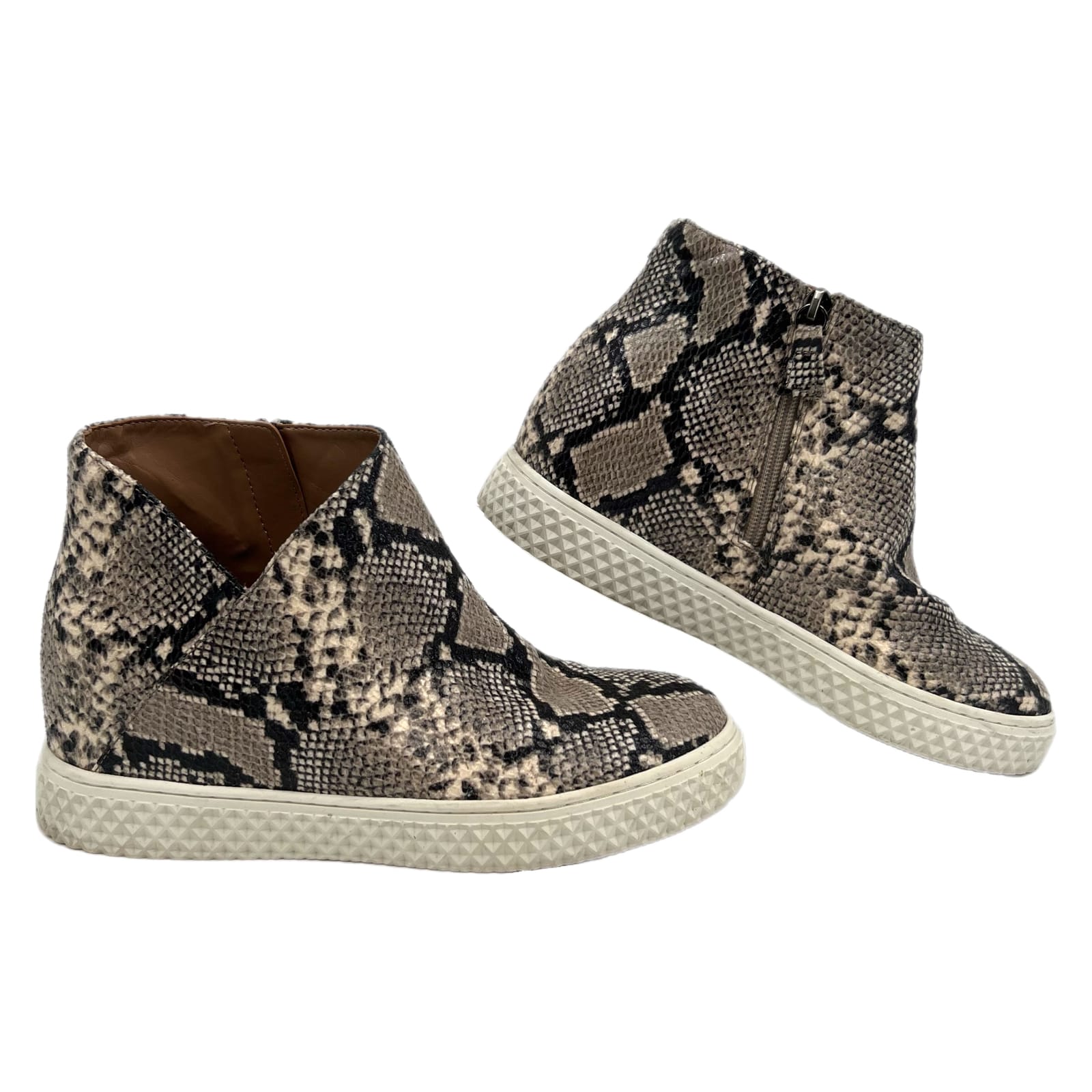 AEROSOLES Beige Black Snakeskin Hidden Wedge Sneakers