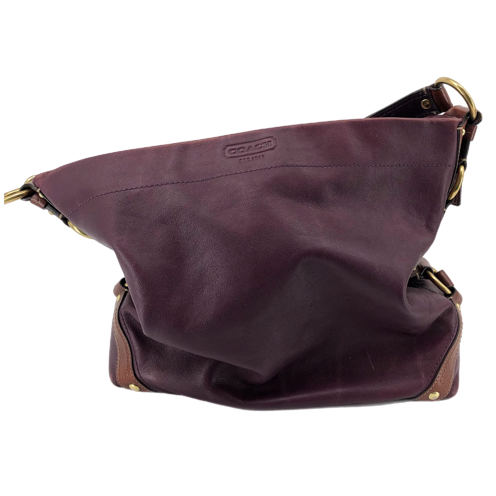 Coach Purple & Brown Leather Shoulder Bag