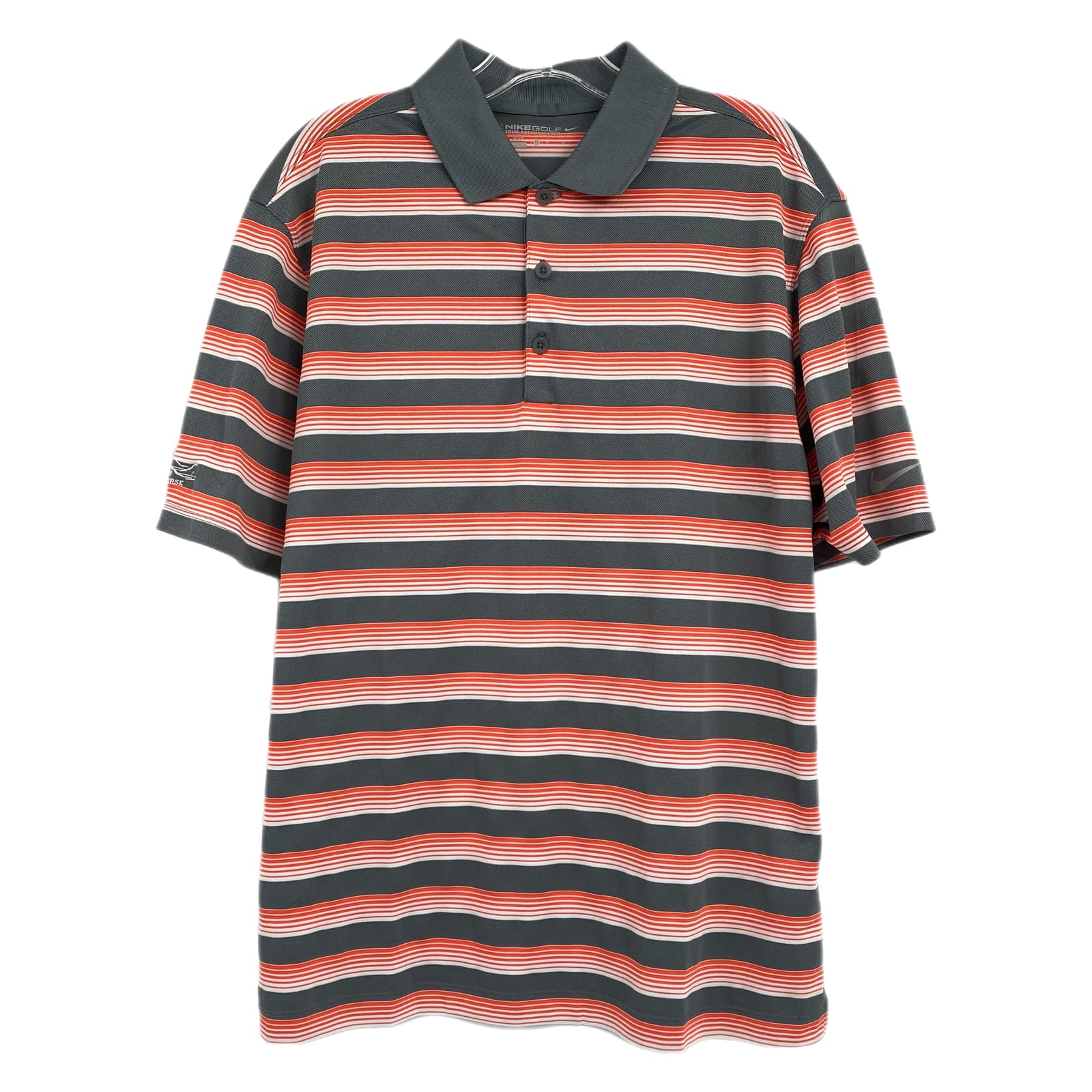 Nike Orange Gray Striped Polo