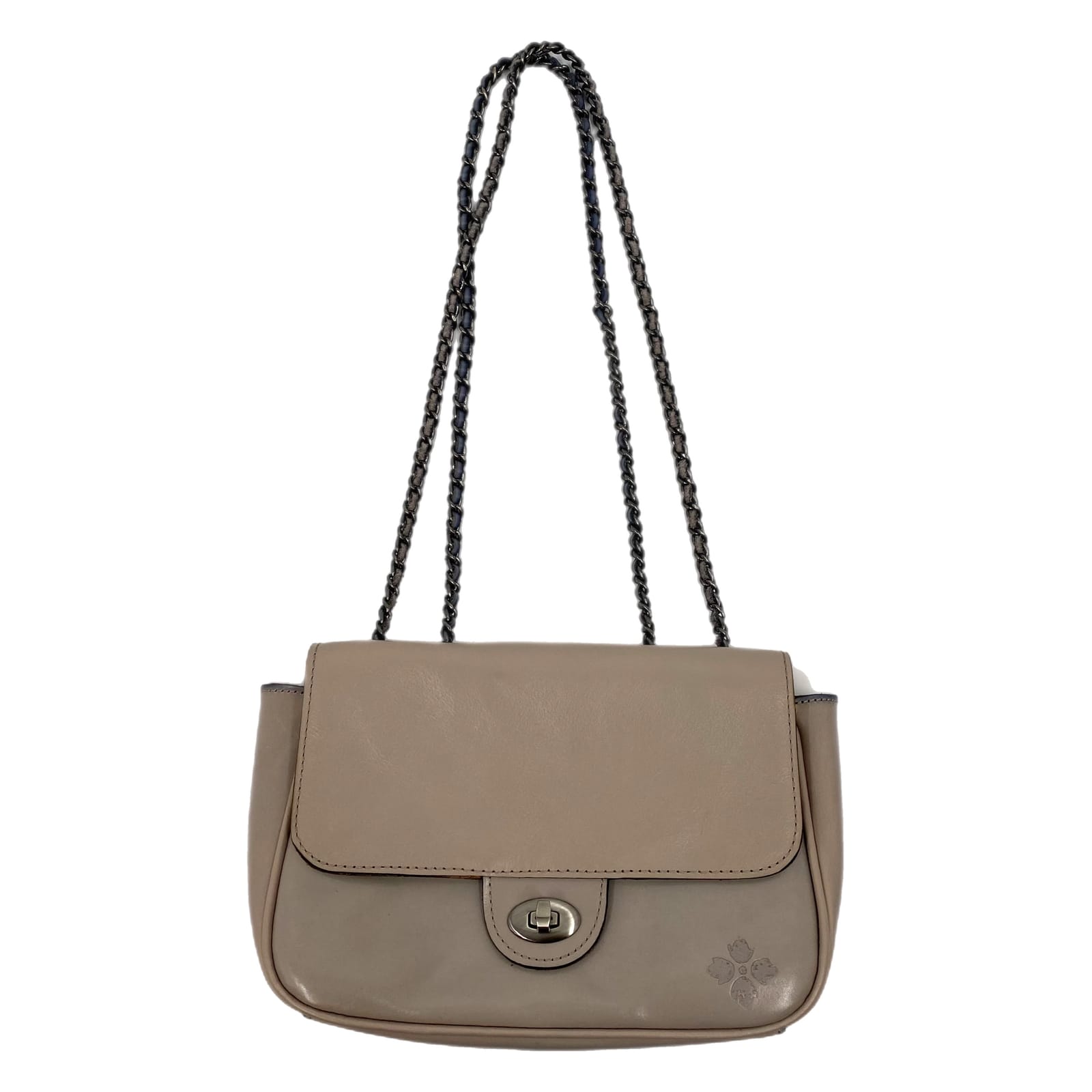 Patricia Nash Beige Leather Chain Strap Shoulder Bag
